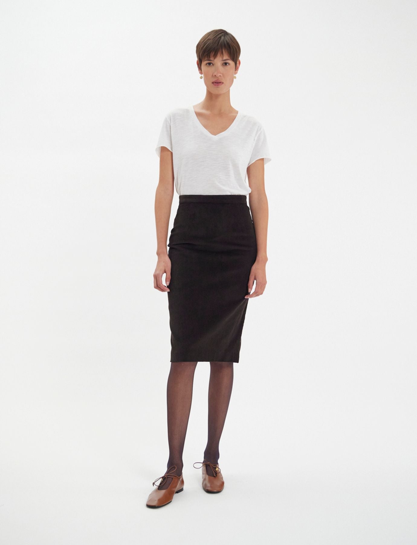 Gabriela skirt in brown milleraie velvet
