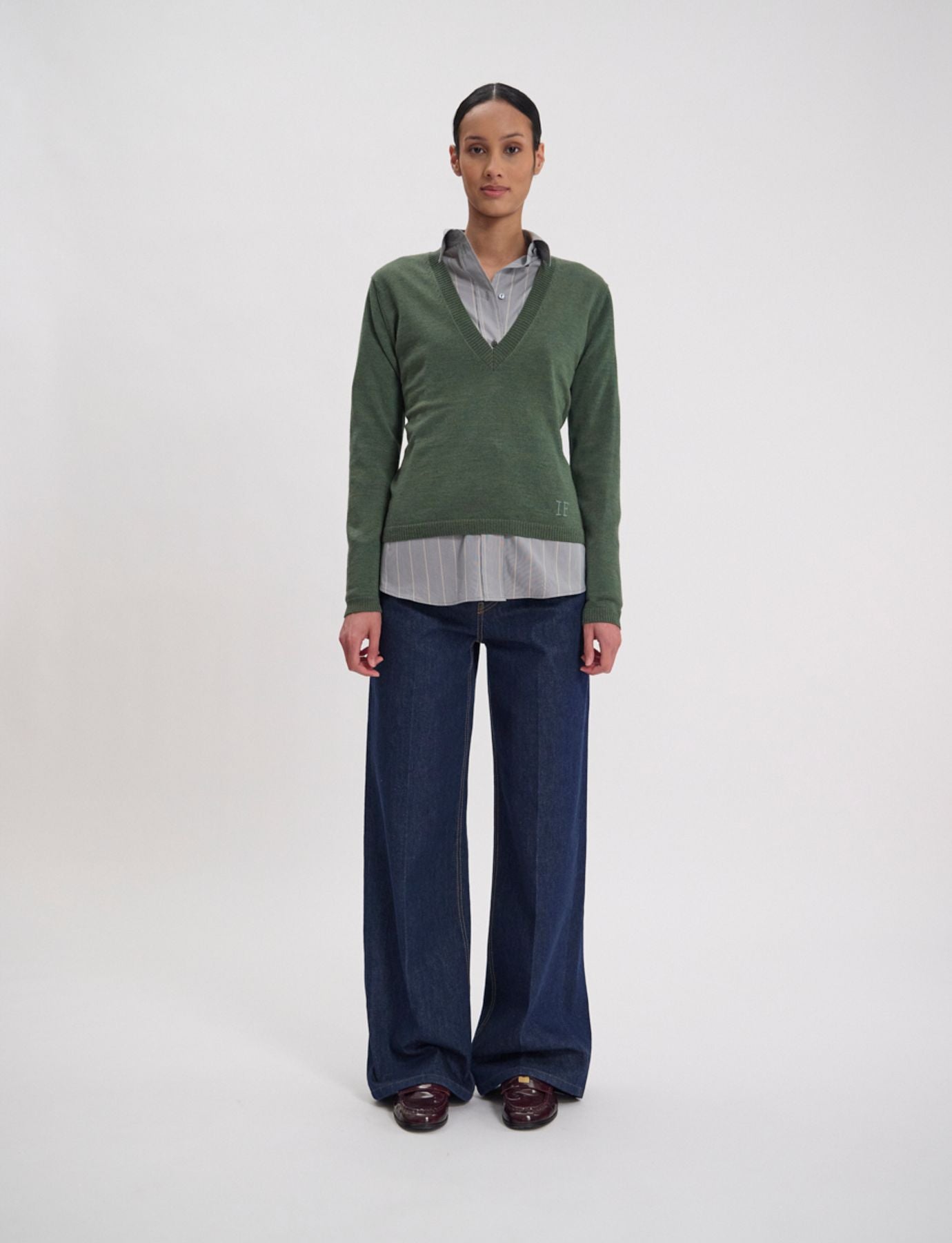 Pull maille fine Morgana, kaki