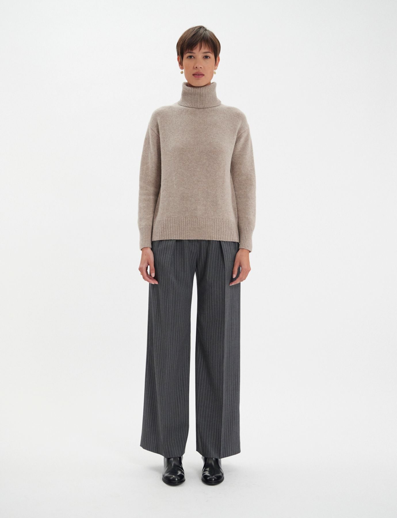 Aiden Rollkragenpullover aus Wolle und Kaschmir in Beige