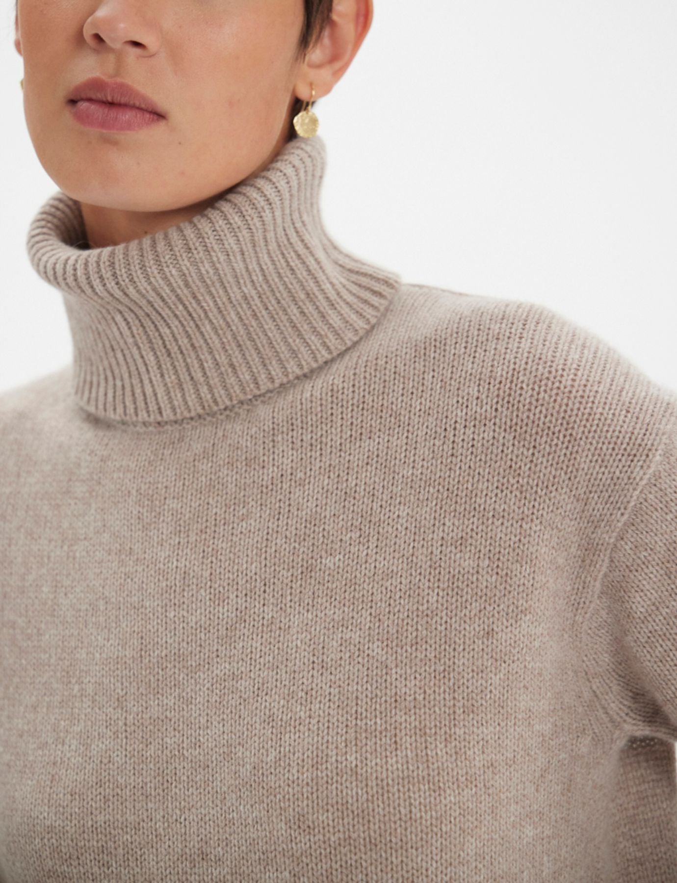 Aiden Rollkragenpullover aus Wolle und Kaschmir in Beige