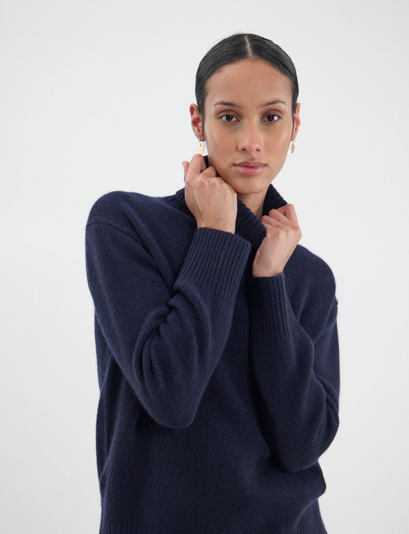 Aiden Rollkragenpullover aus Wolle und Kaschmir Navy Blue