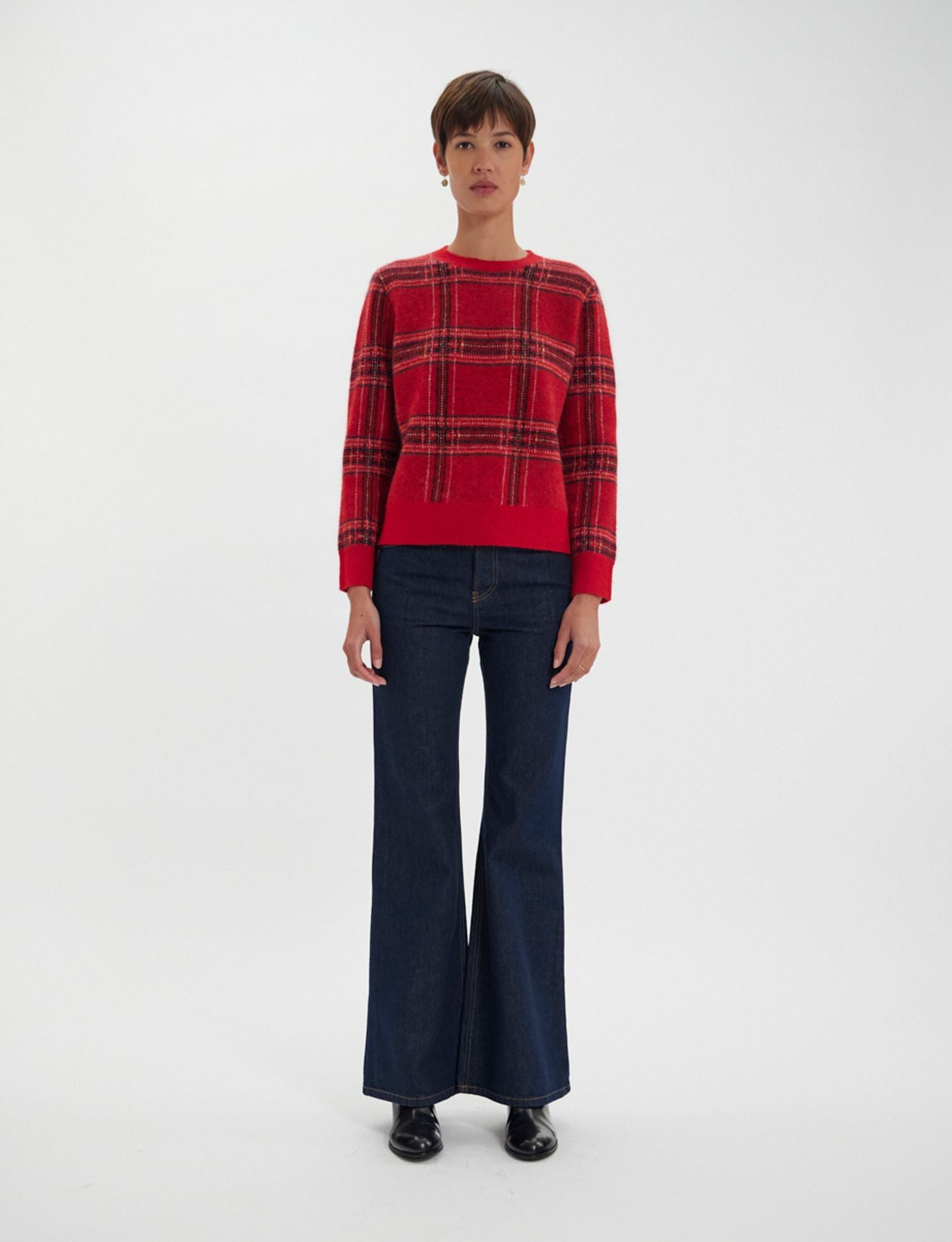 Pull Ulysse motif jacquard rouge