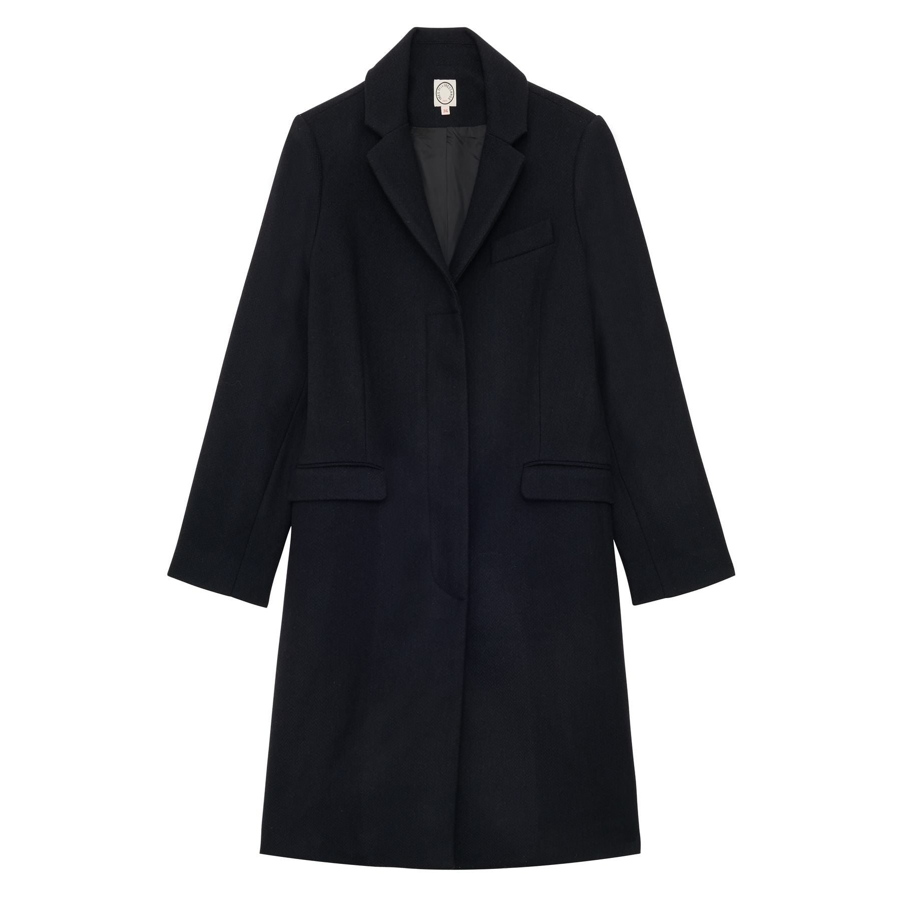 Manteau Franck en lainage à chevrons marine et noir