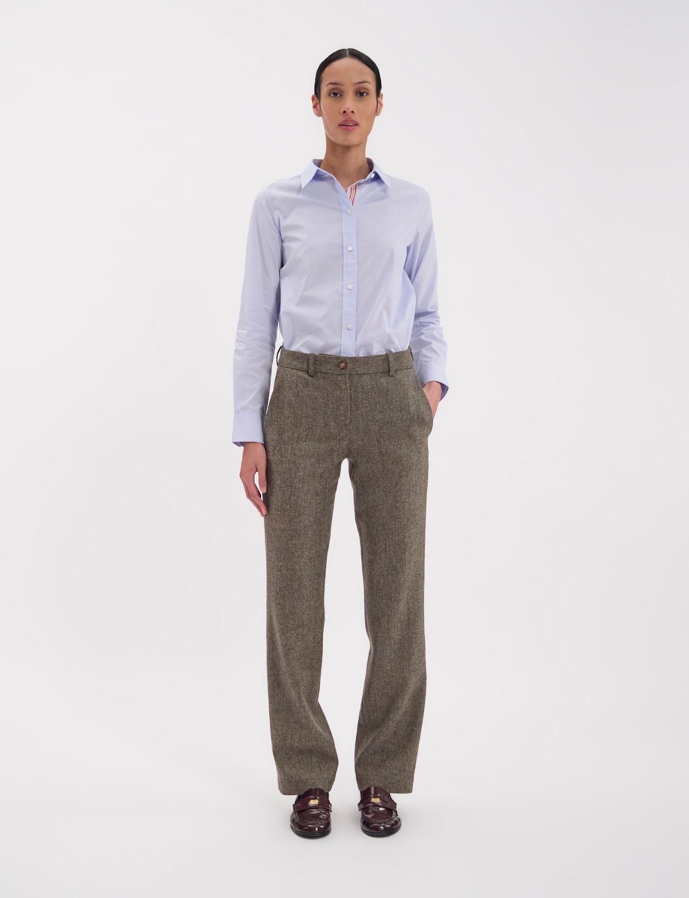 Pantalon Francisco en lainage vert chiné
