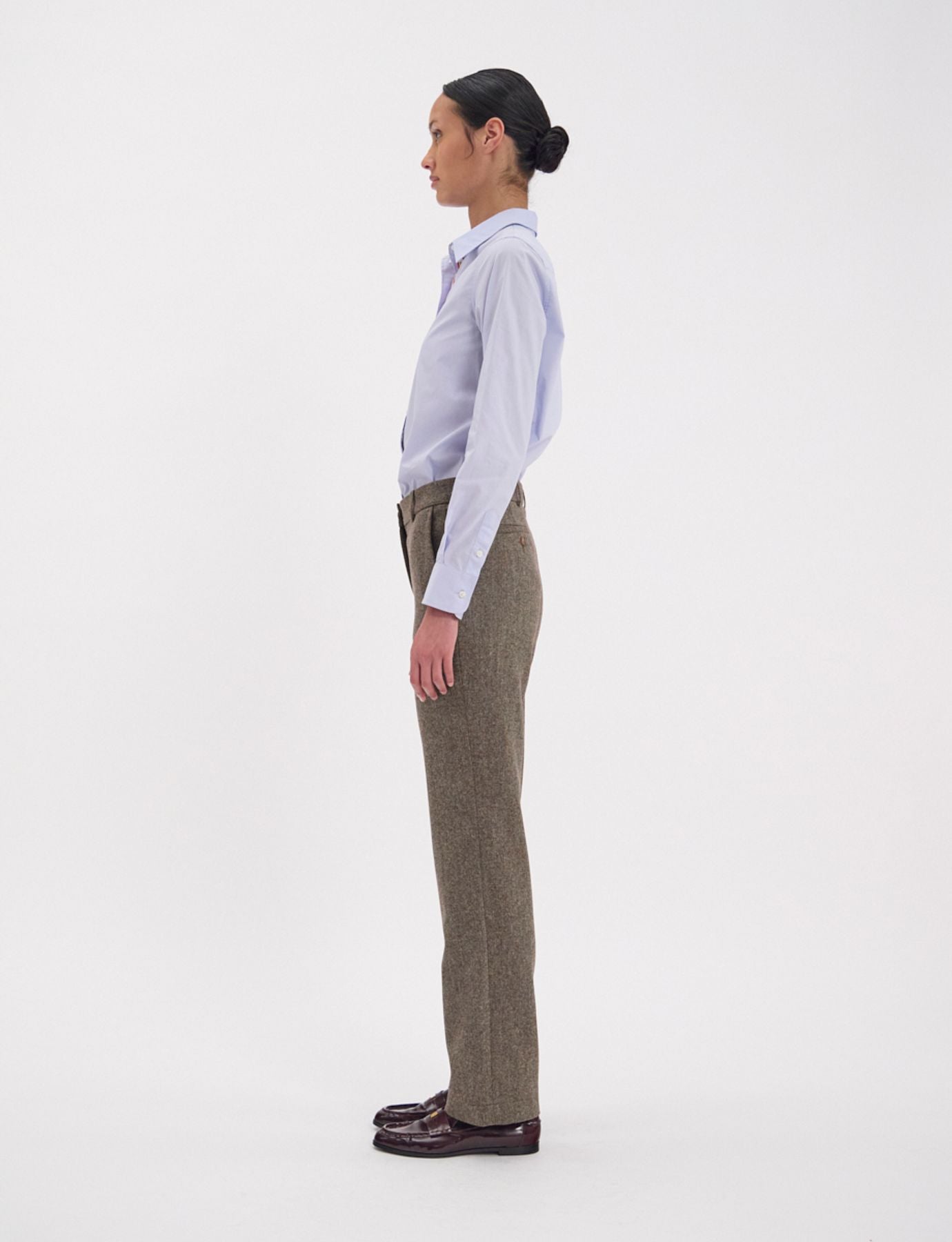 Pantalon Francisco en lainage vert chiné