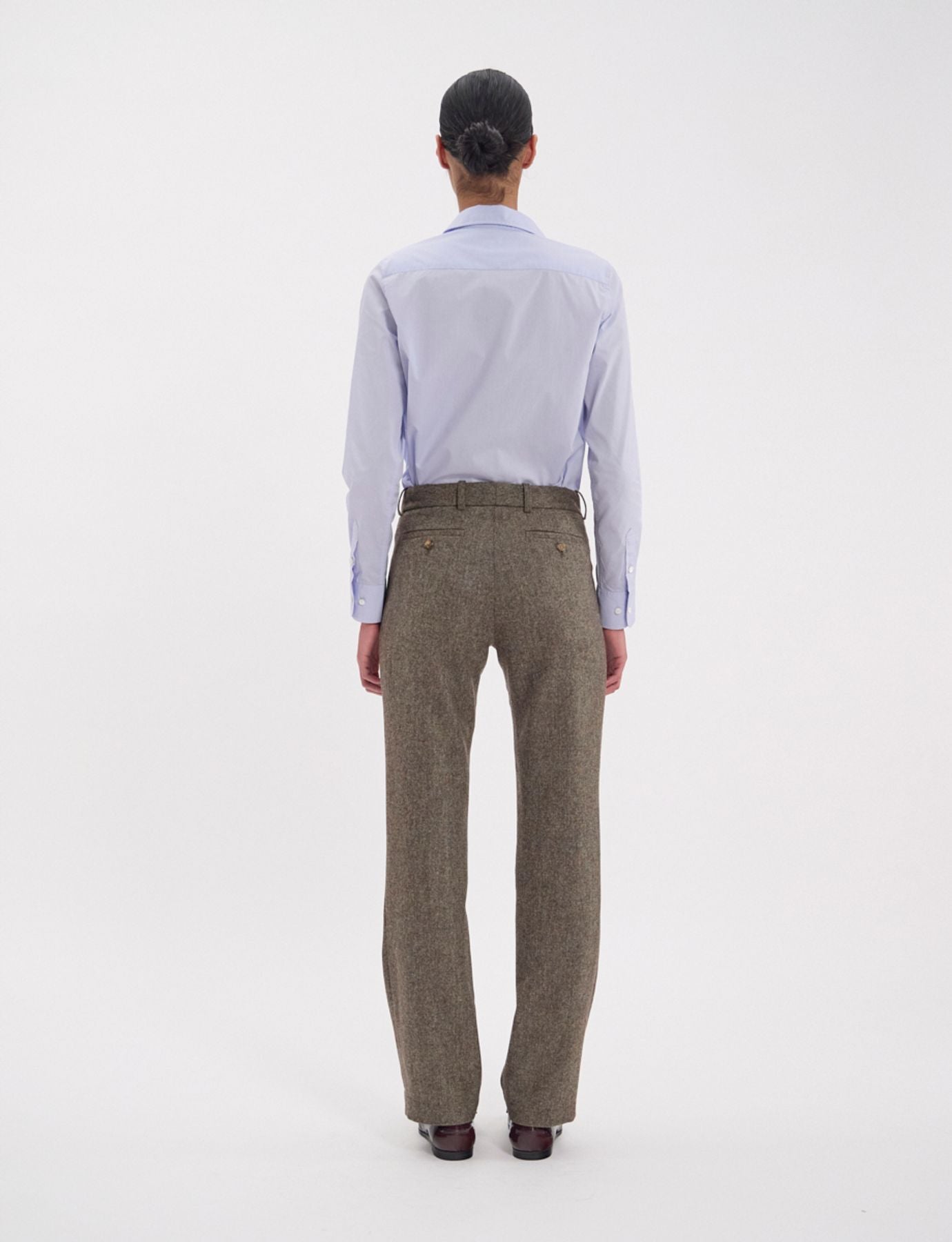 Pantalon Francisco en lainage vert chiné