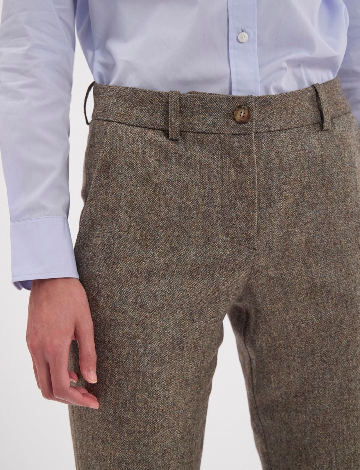 Pantalon Francisco en lainage vert chiné