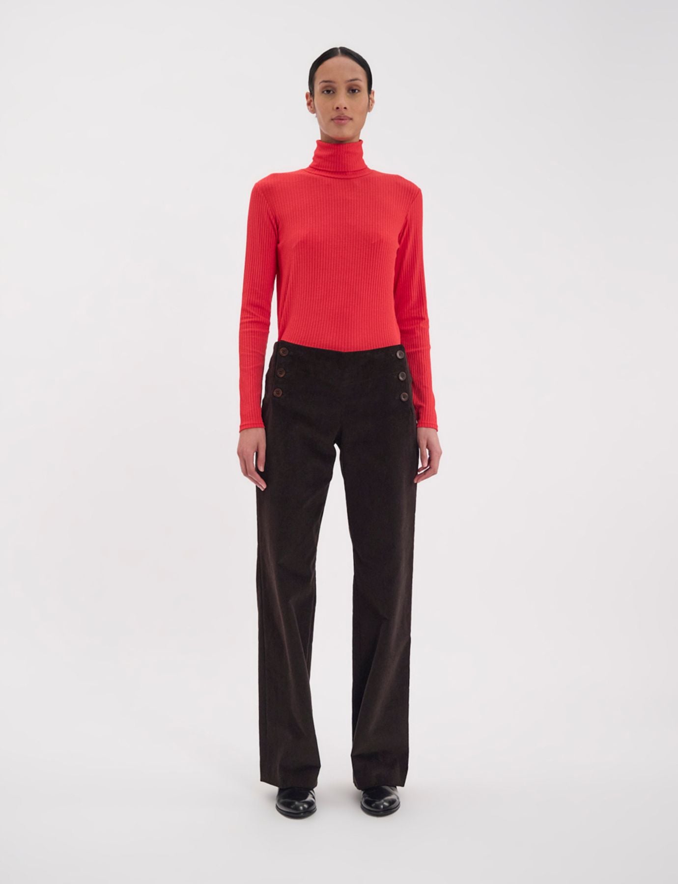 Pantalon Gabriel en velours milleraies marron
