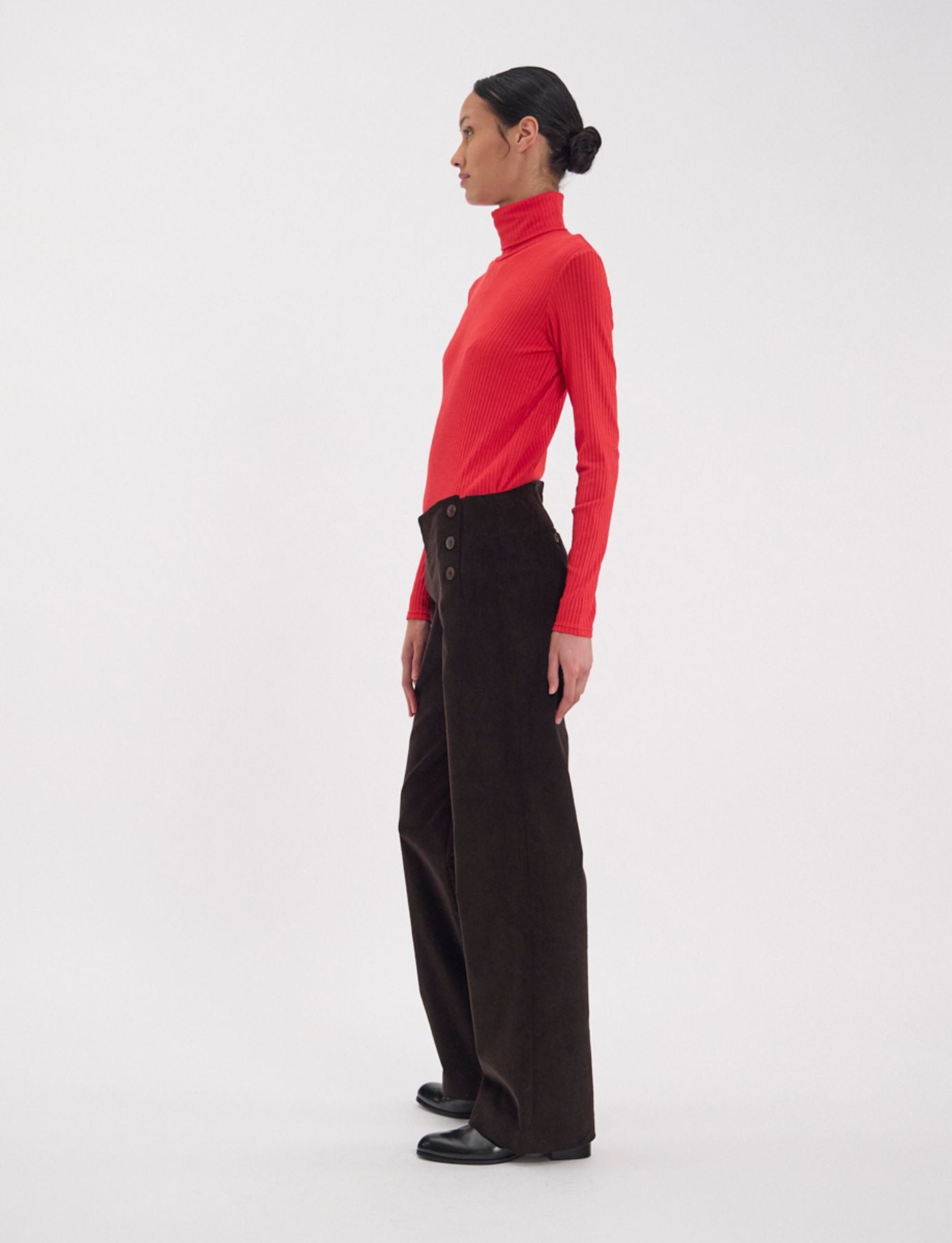 Pantalon Gabriel en velours milleraies marron