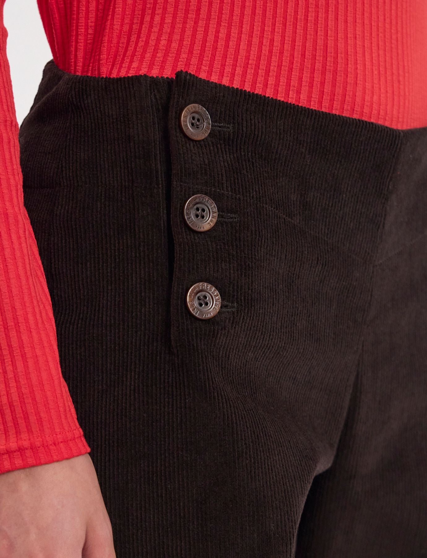Pantalon Gabriel en velours milleraies marron