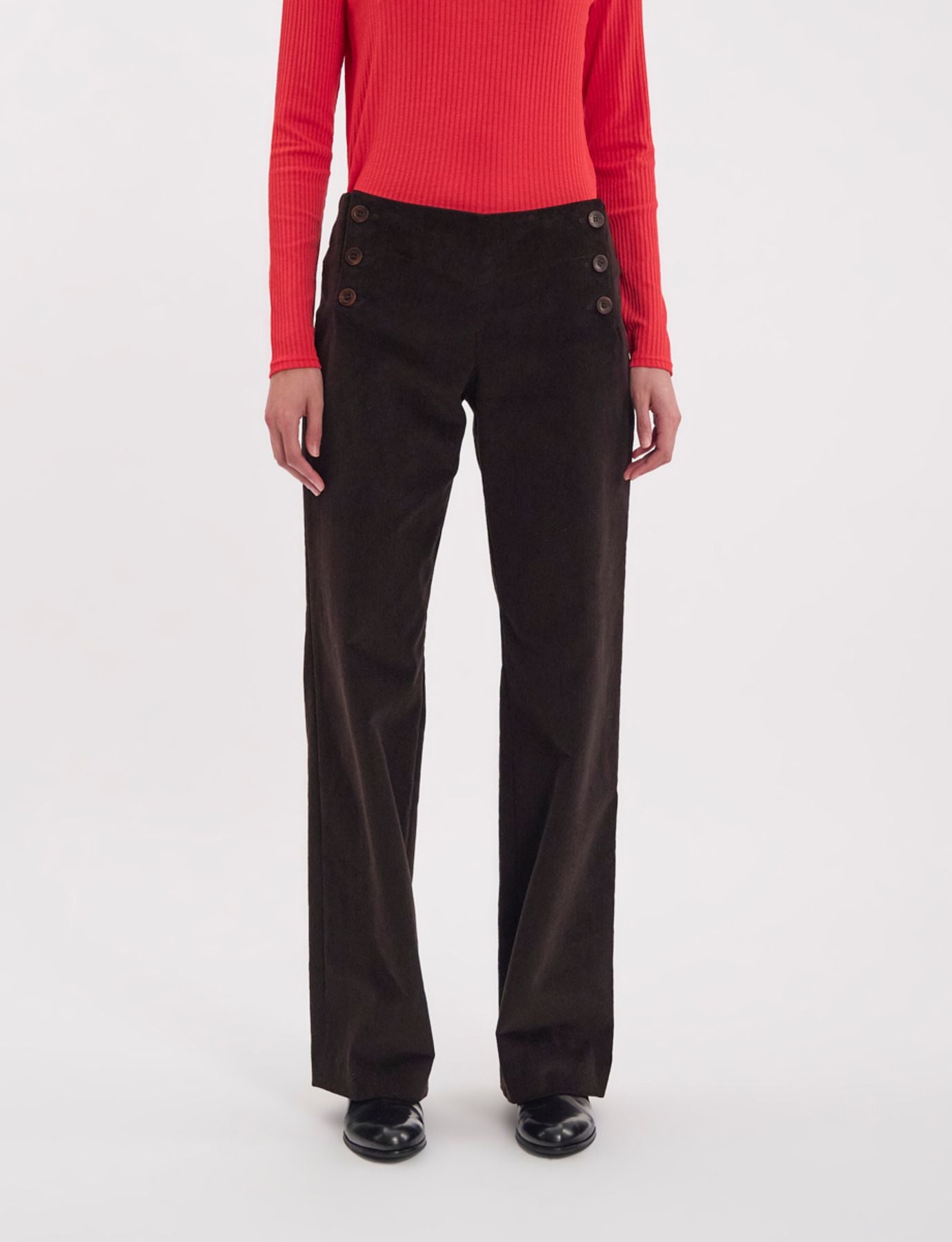 Pantalon Gabriel en velours milleraies marron