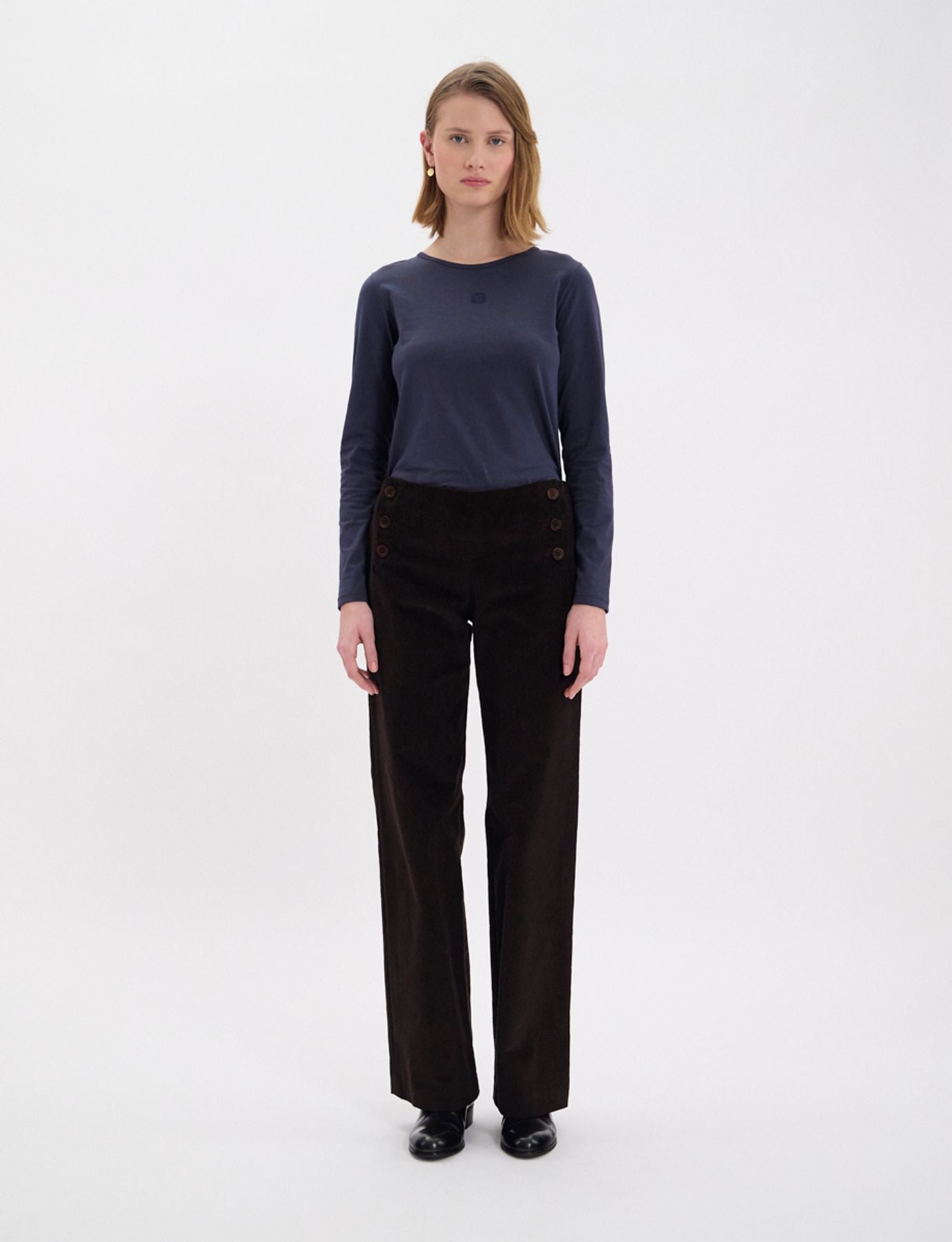 Pantalon Gabriel en velours milleraies marron