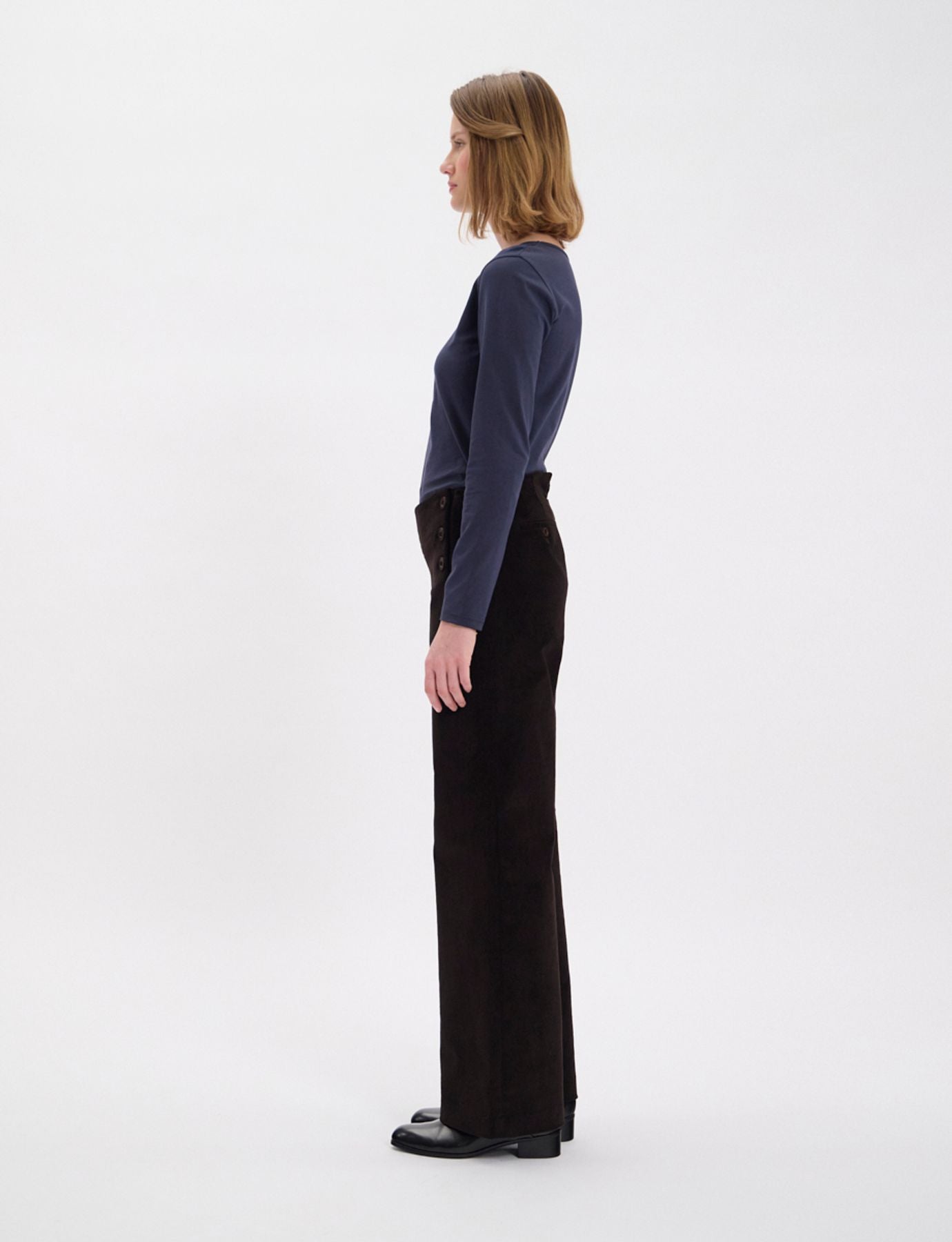 Pantalon Gabriel en velours milleraies marron