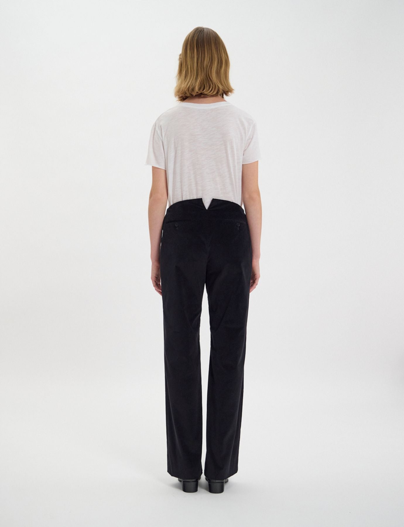 Pantalon Gabriel en velours lisse noir
