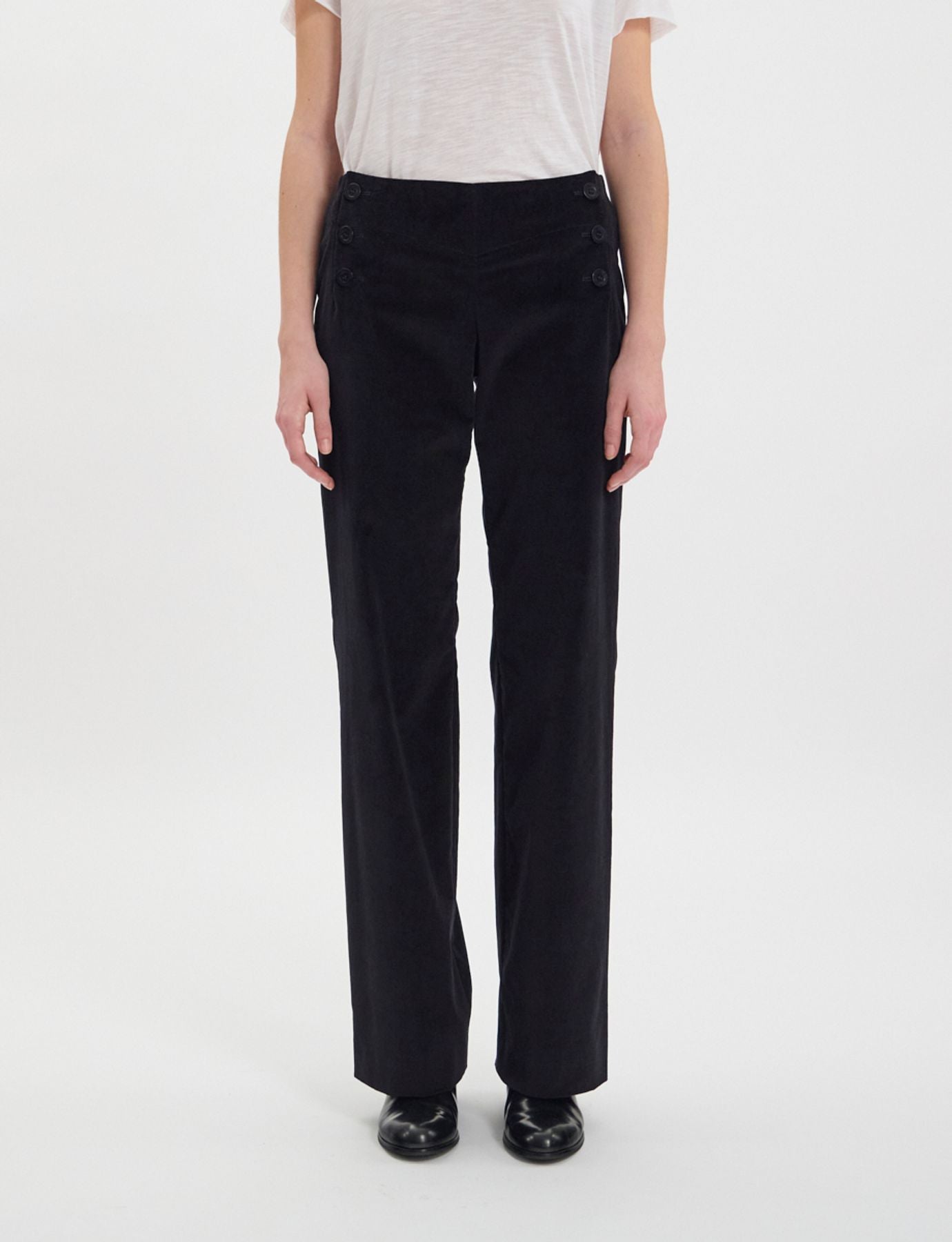 Pantalon Gabriel en velours lisse noir