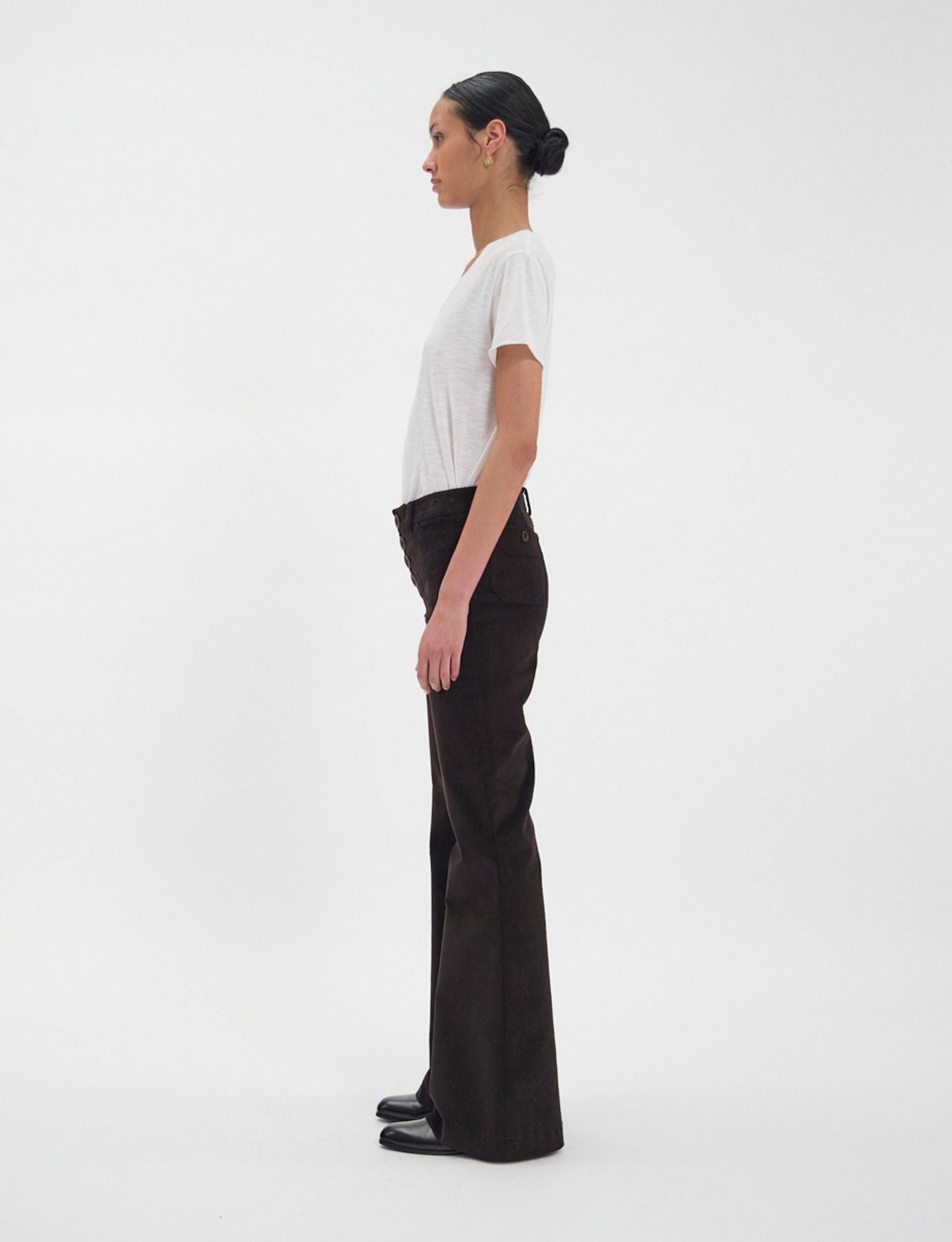 Pantalon Charlotte en velours milleraies marron