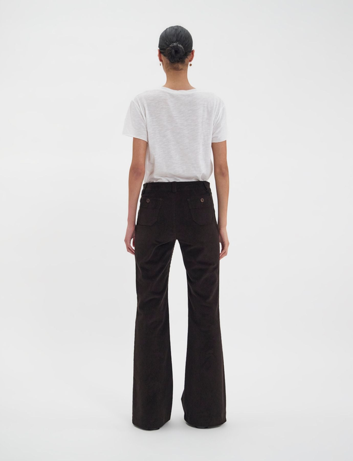 Pantalon Charlotte en velours milleraies marron