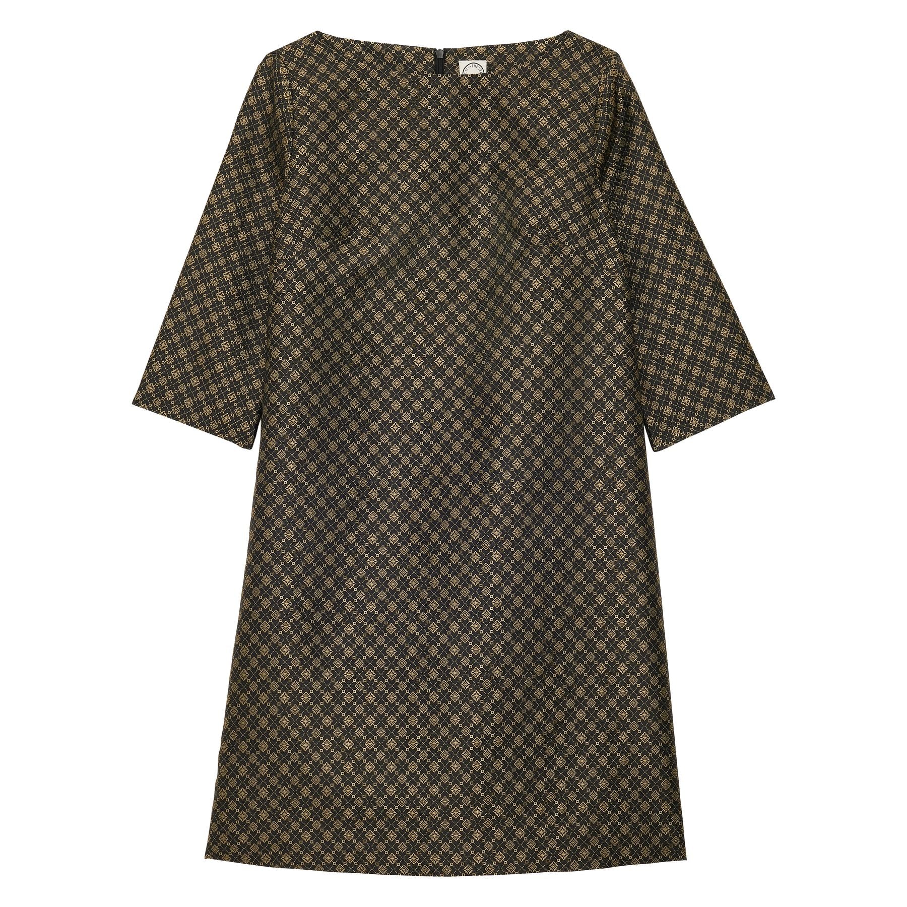 Vestido Megan en tejido jacquard negro y dorado