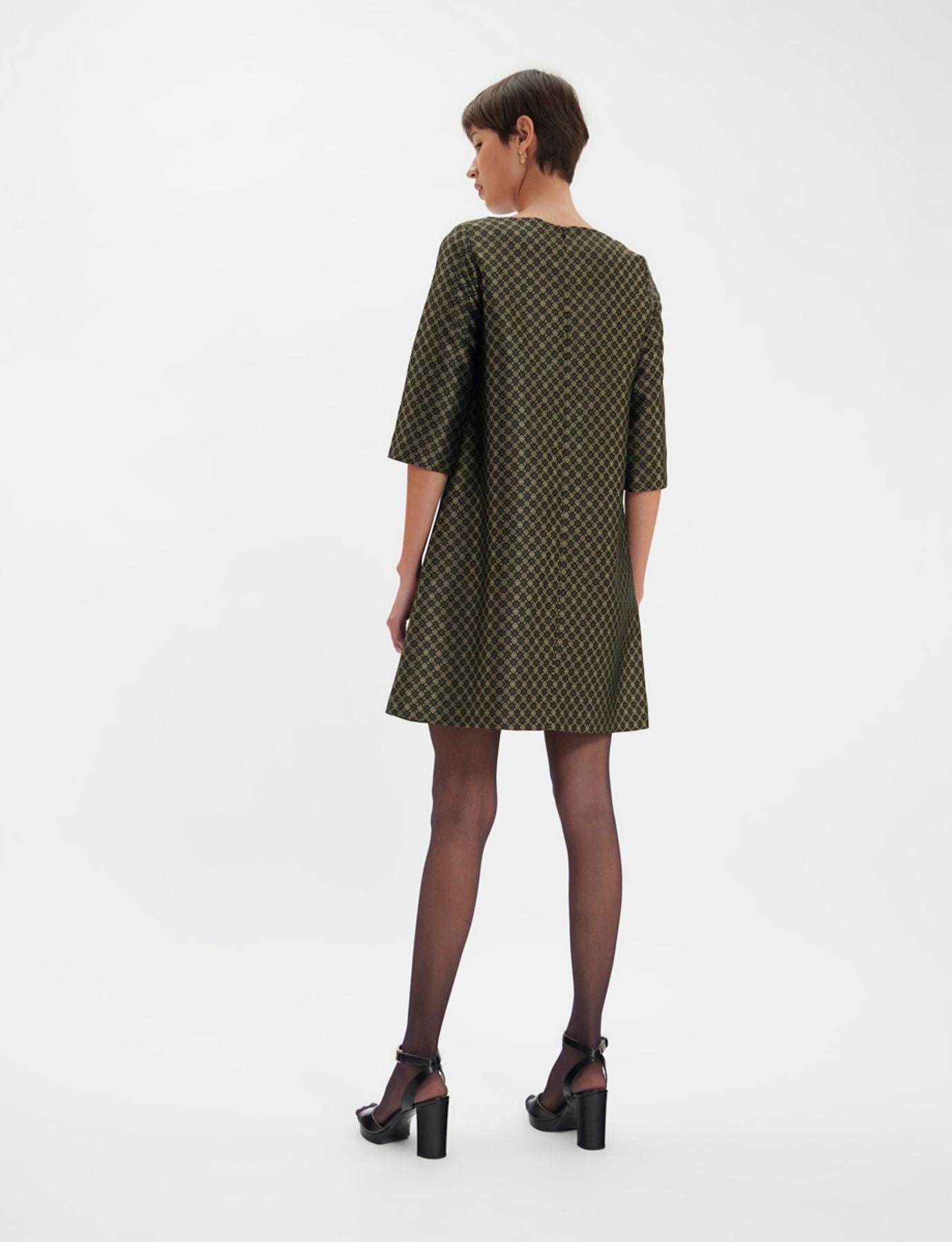 Kleid Megan jacquardgewebt schwarz und gold