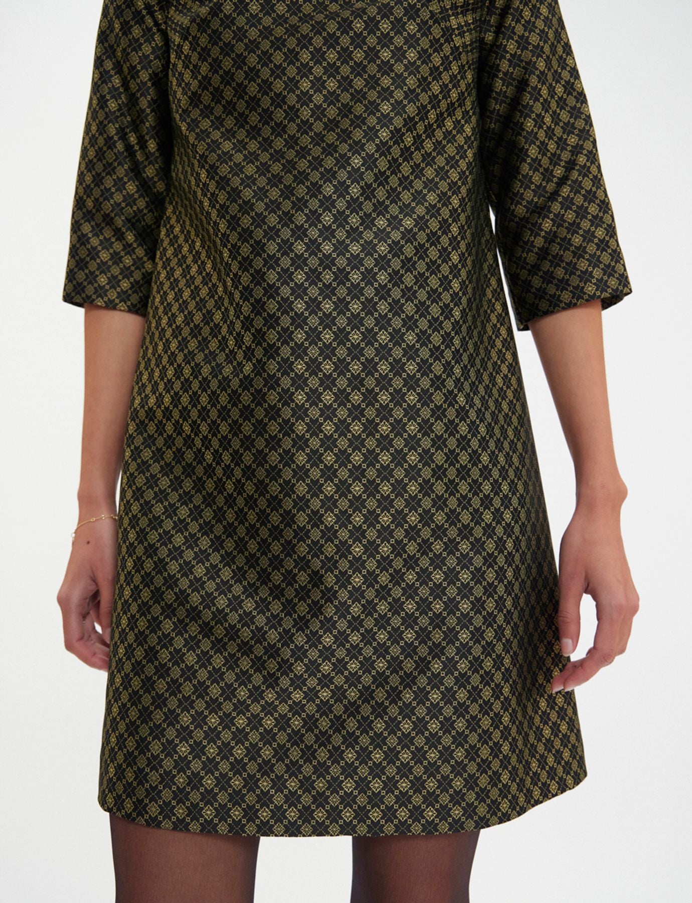 Kleid Megan jacquardgewebt schwarz und gold