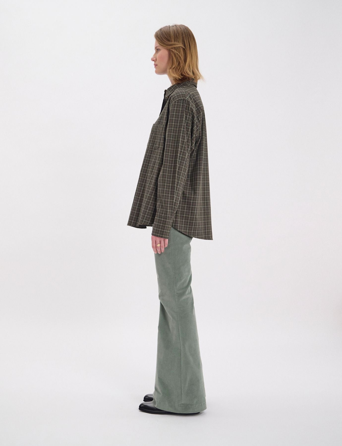 Maureen khaki cotton check shirt