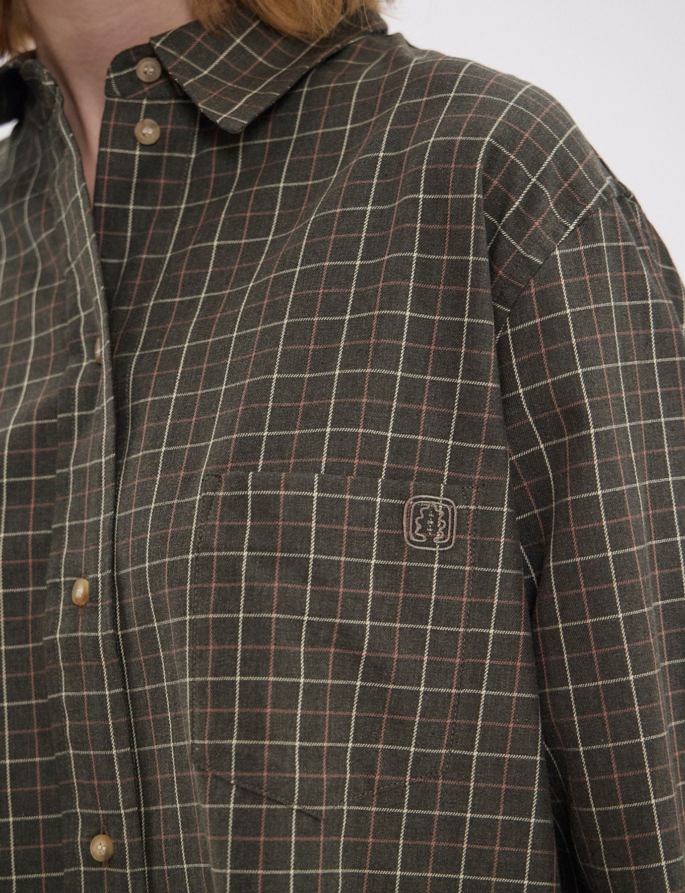 Maureen khaki cotton check shirt