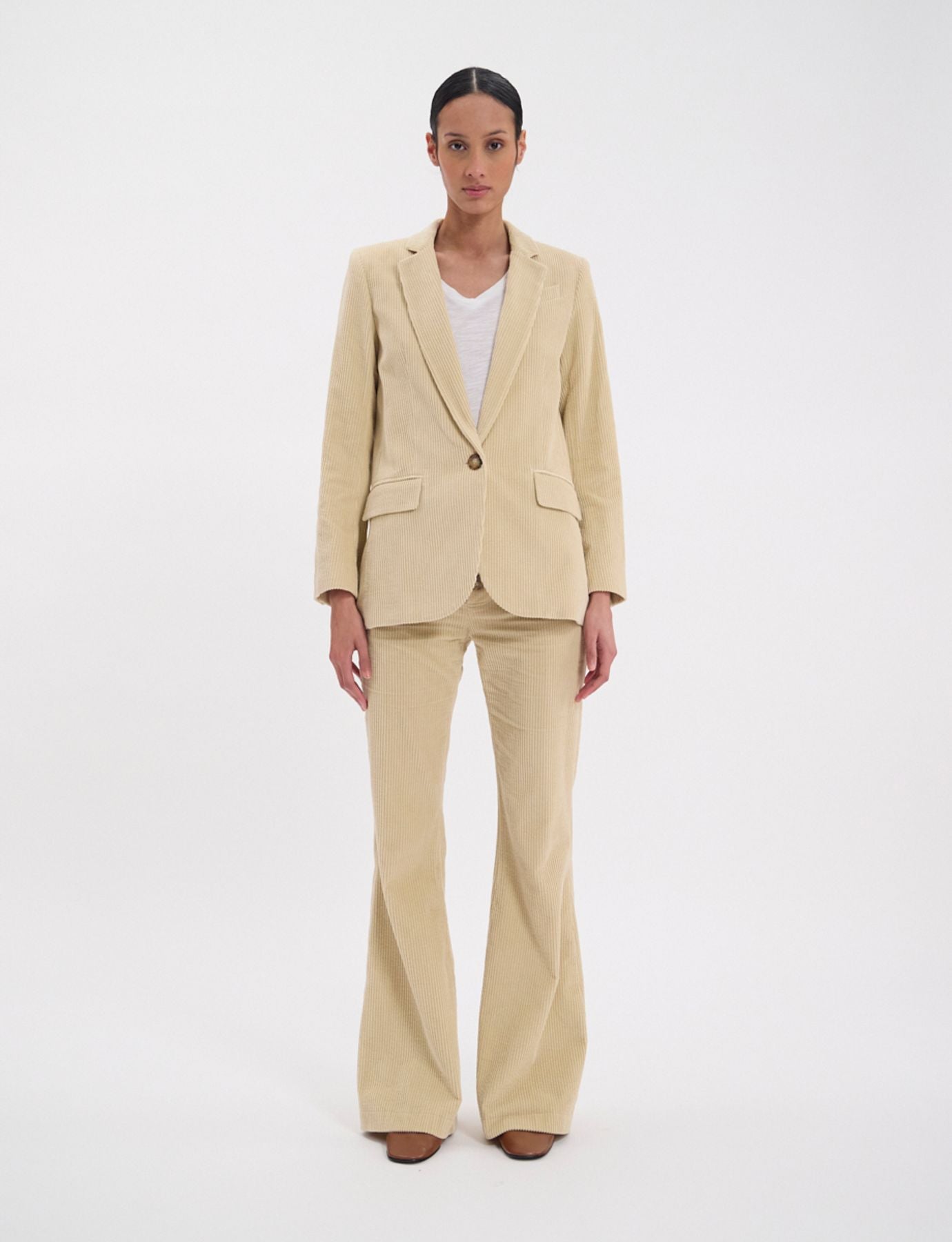 Veste Bruna en velours grosse côte crème