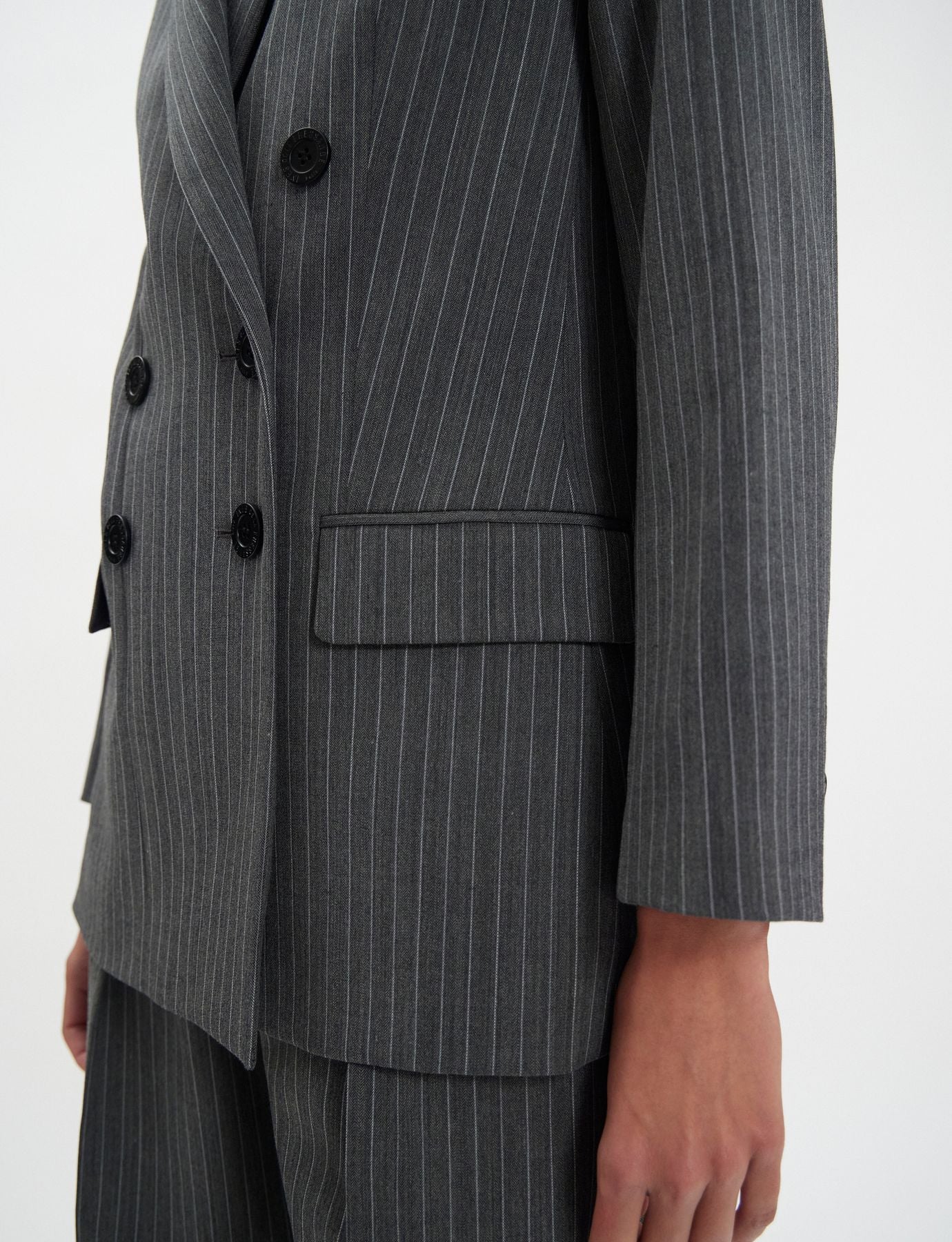 Grey Ezio jacket with white stripes