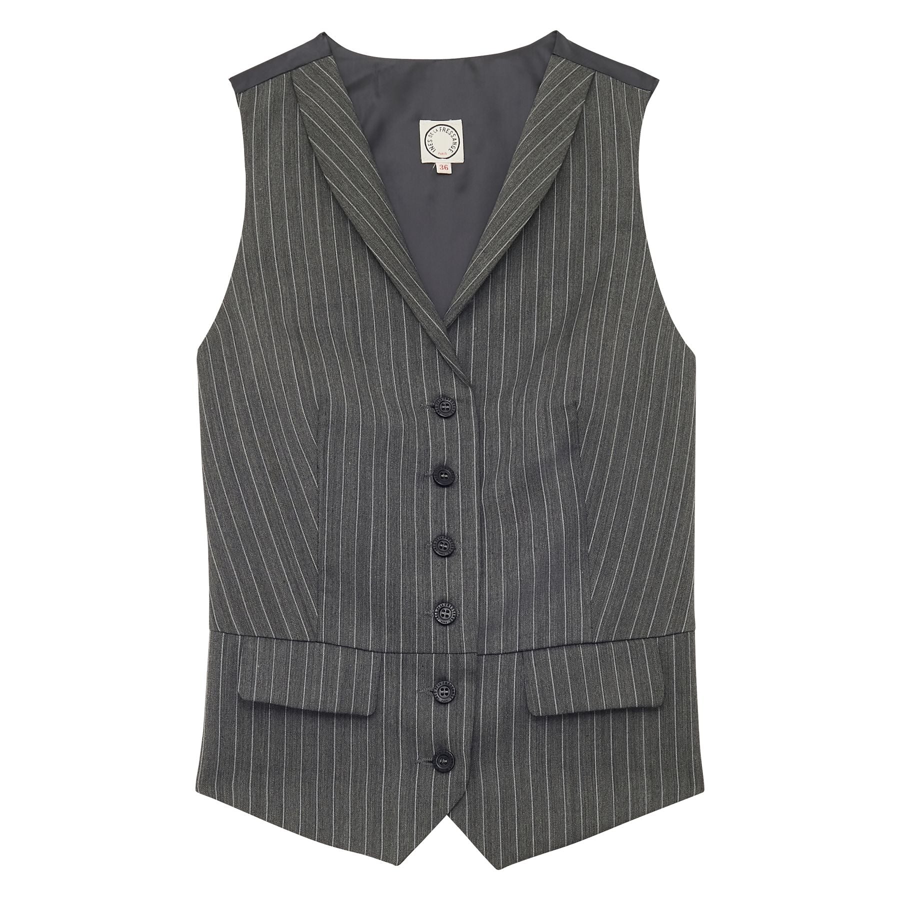 Gilet Robinson gris à rayures blanches