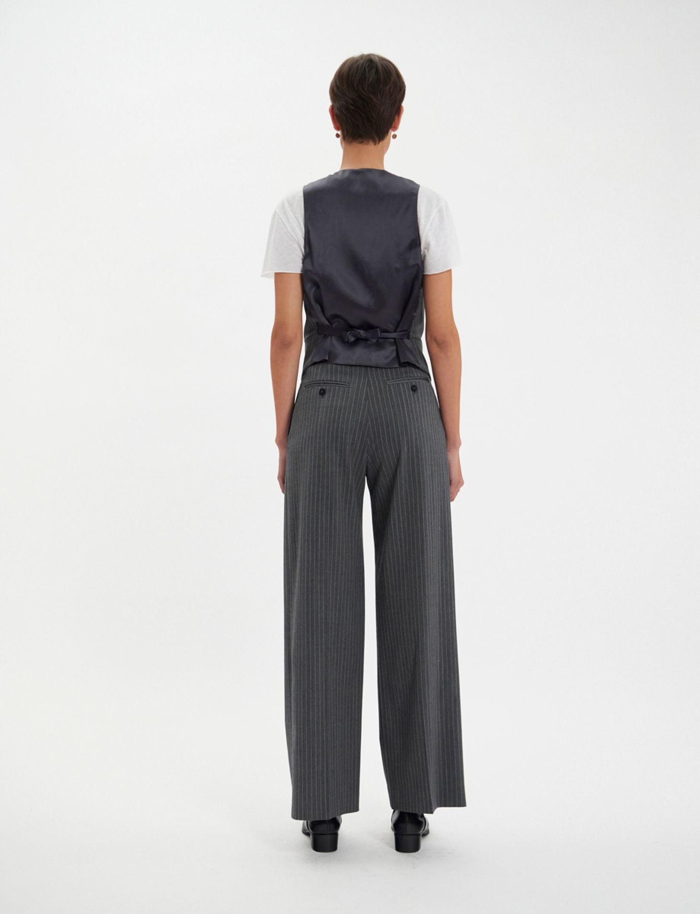 Gilet Robinson gris à rayures blanches