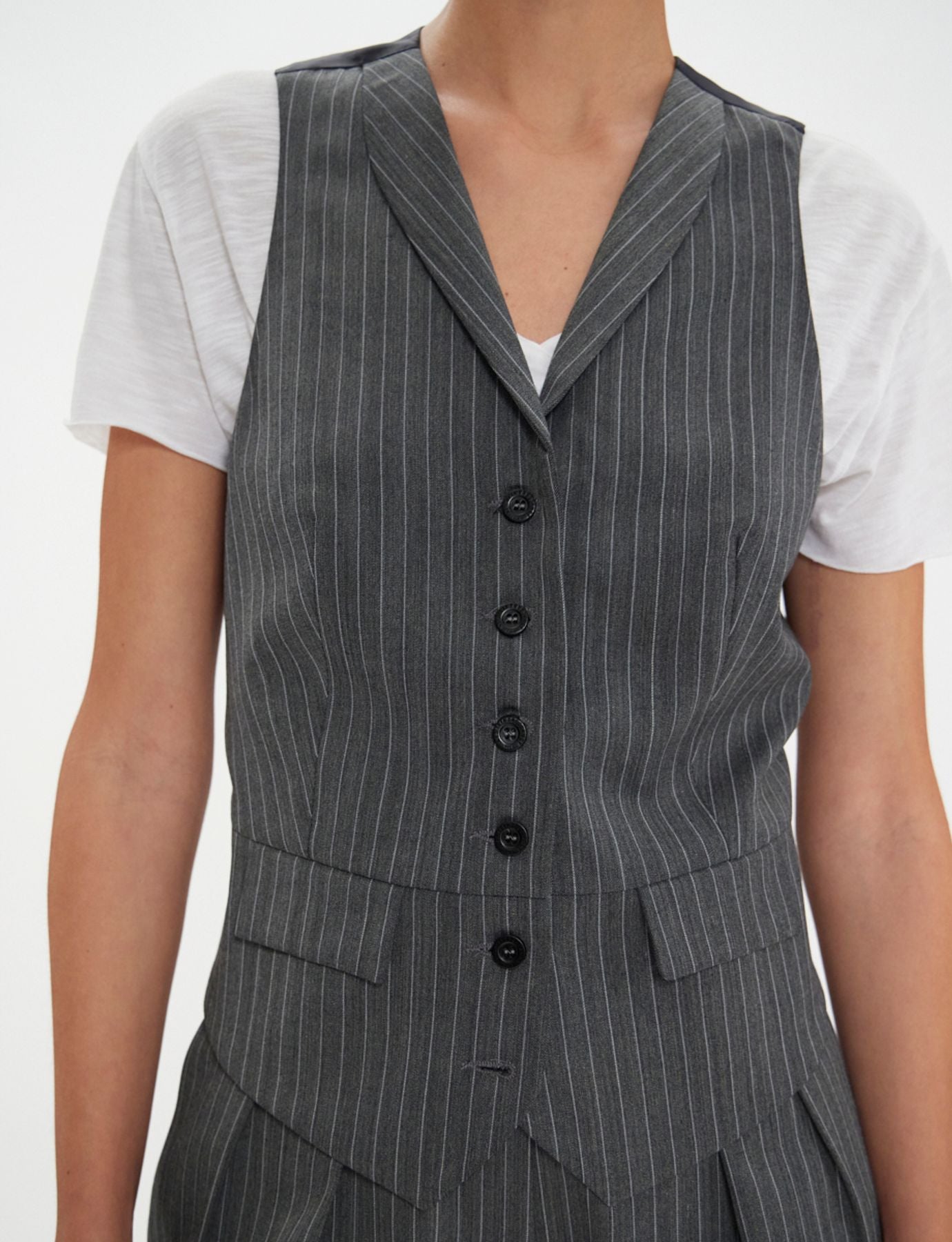 Gilet Robinson gris à rayures blanches