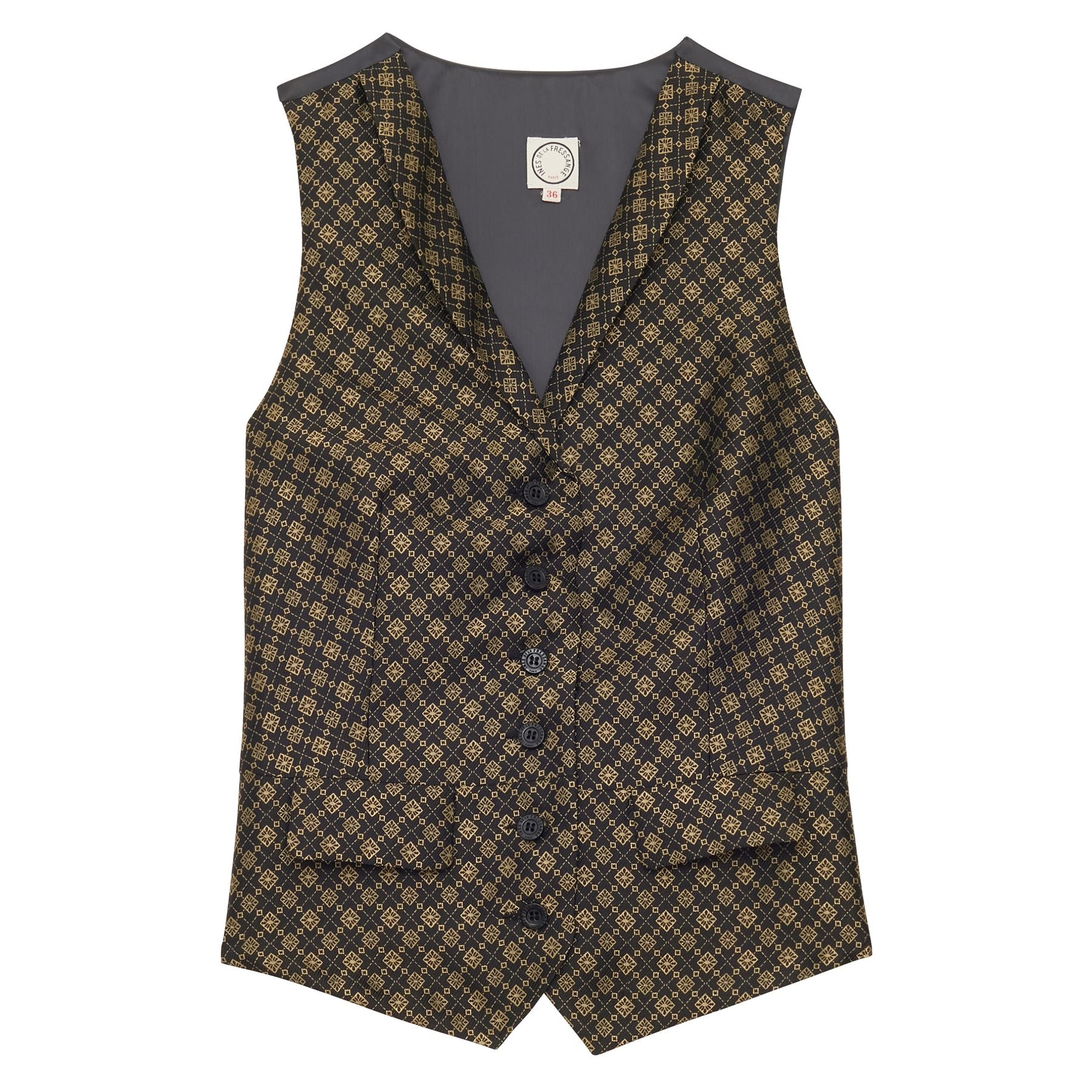 Chaleco Robinson en tejido jacquard negro y dorado