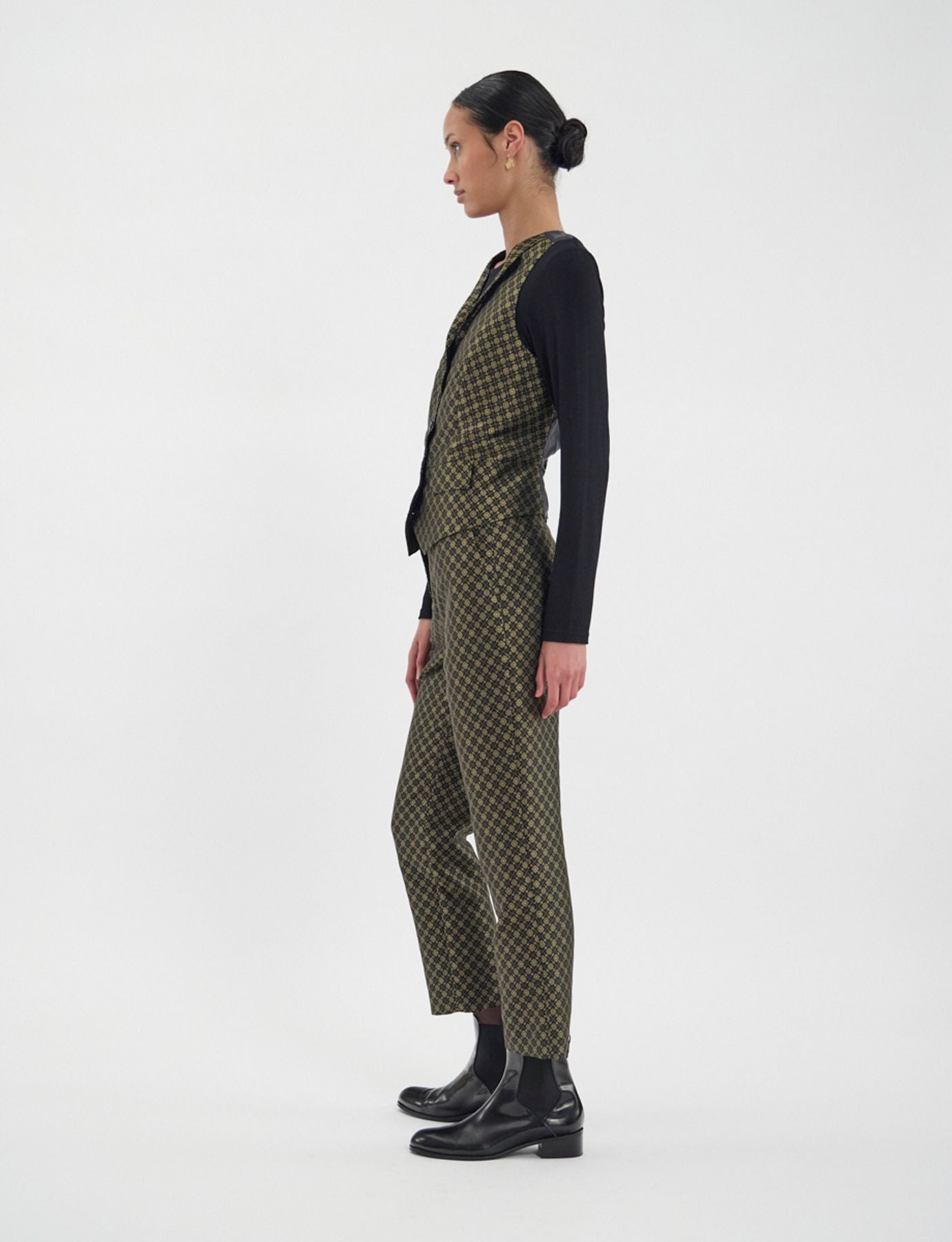 Chaleco Robinson en tejido jacquard negro y dorado