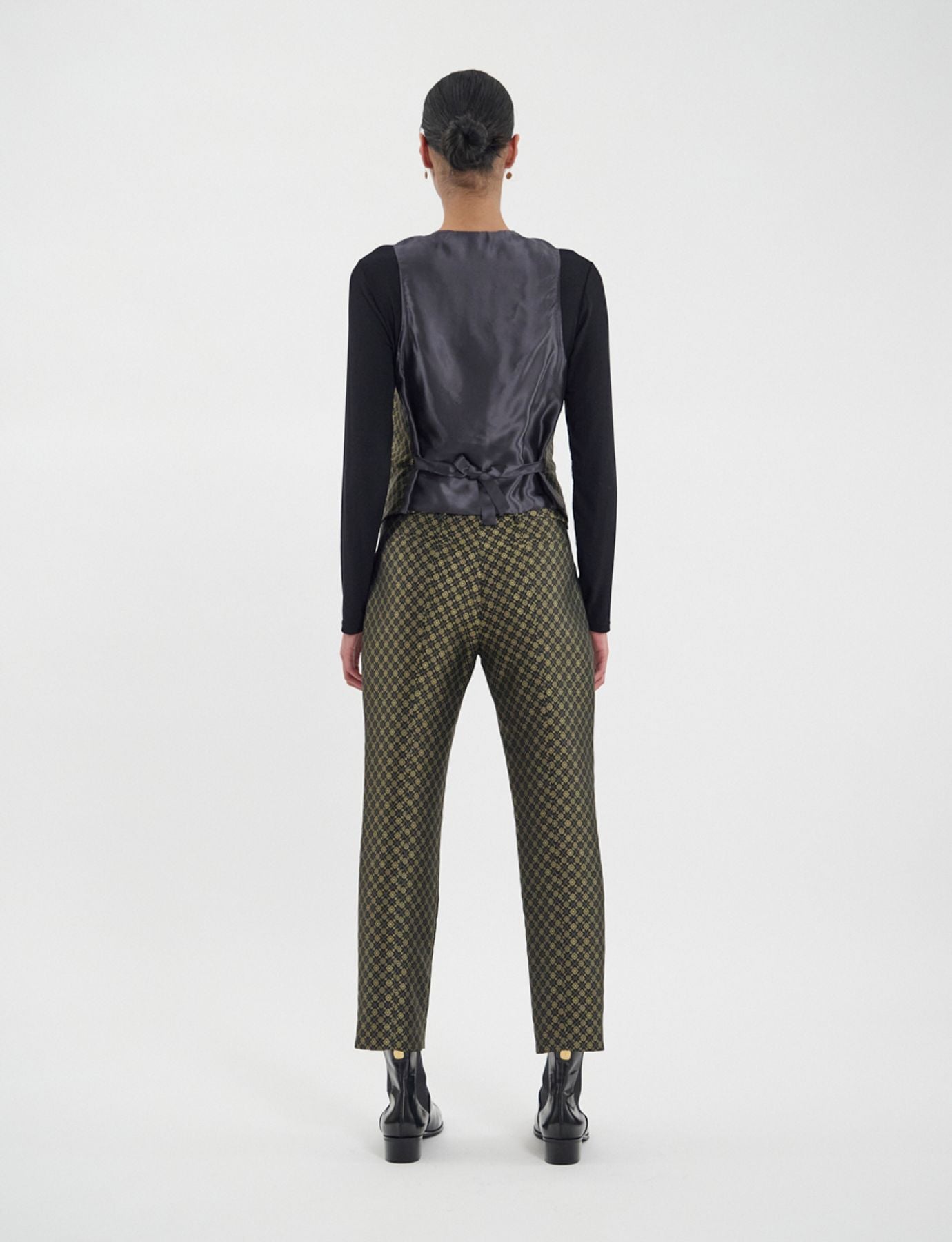 Chaleco Robinson en tejido jacquard negro y dorado