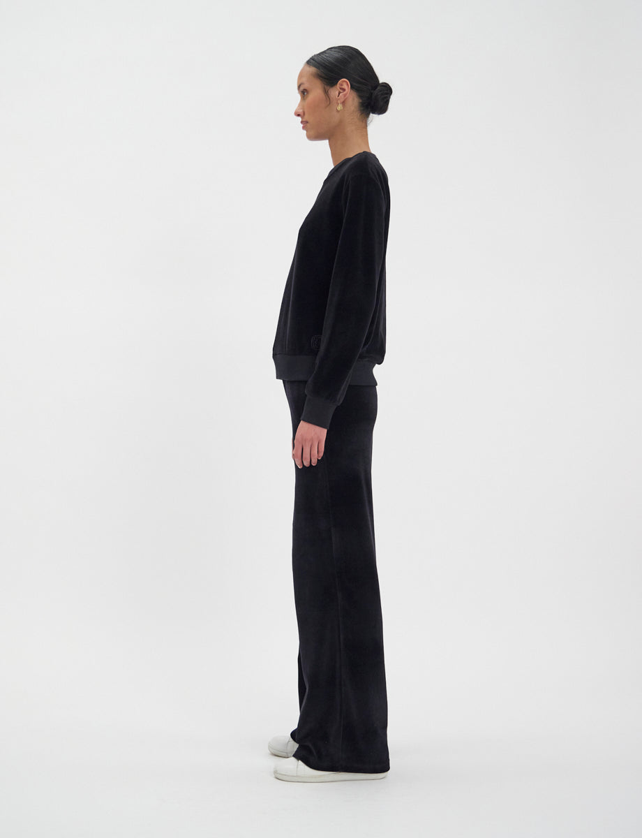 Mathilde sweatshirt in smooth black velvet