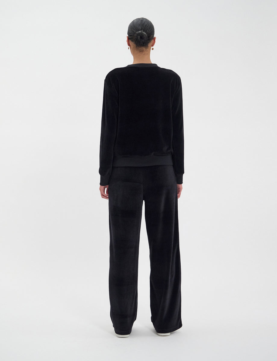 Mathilde sweatshirt in smooth black velvet