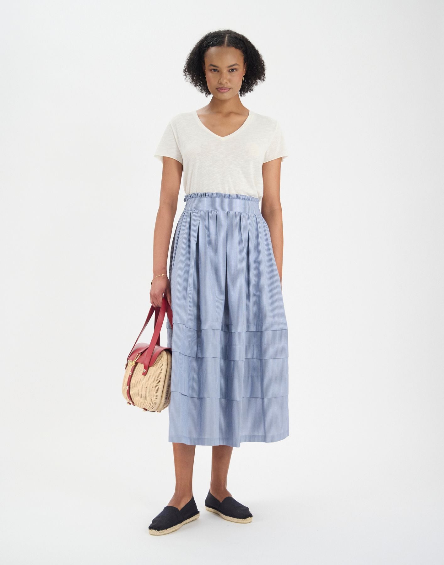Gonna lunga Héloïse in cotone blu
