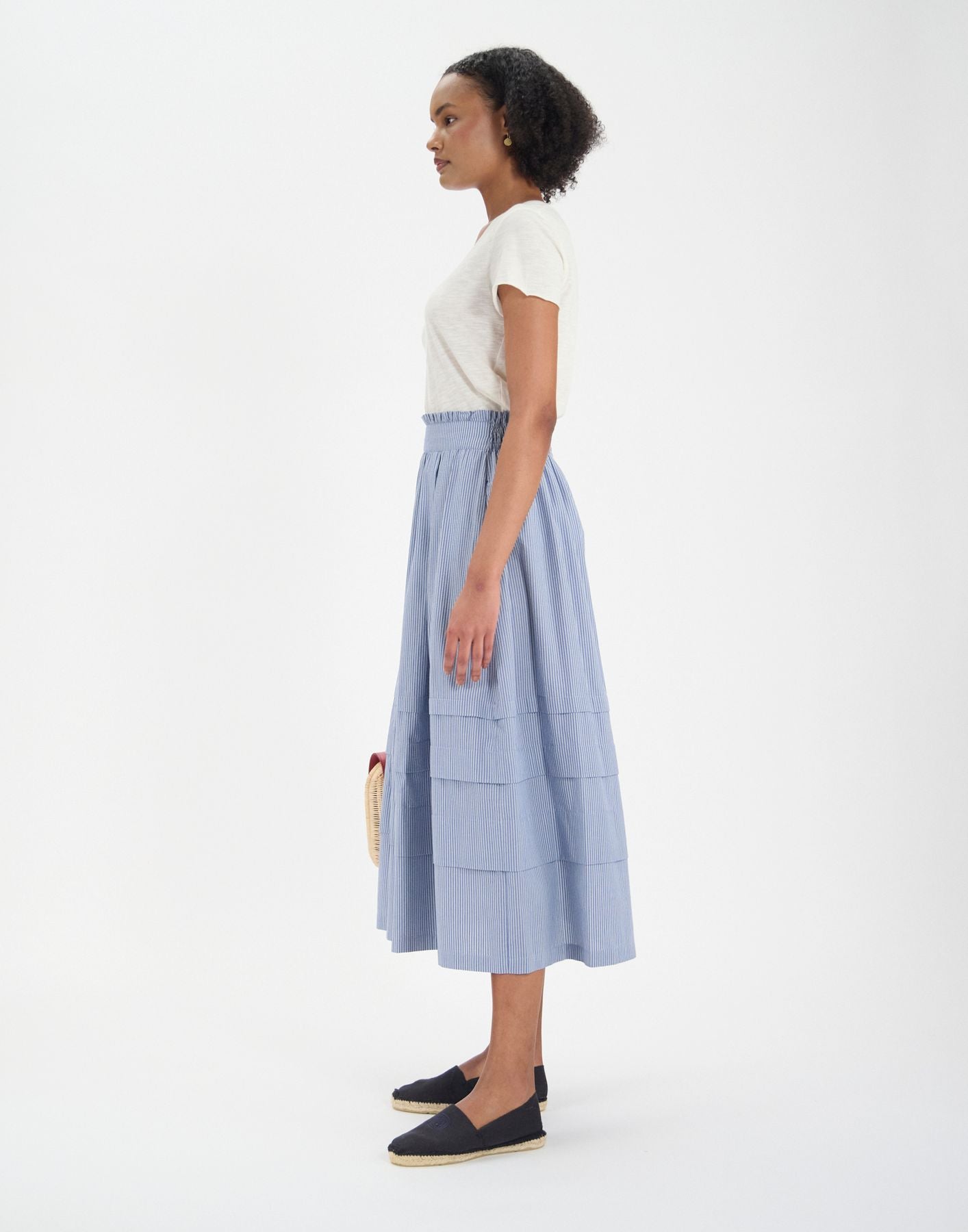 Gonna lunga Héloïse in cotone blu