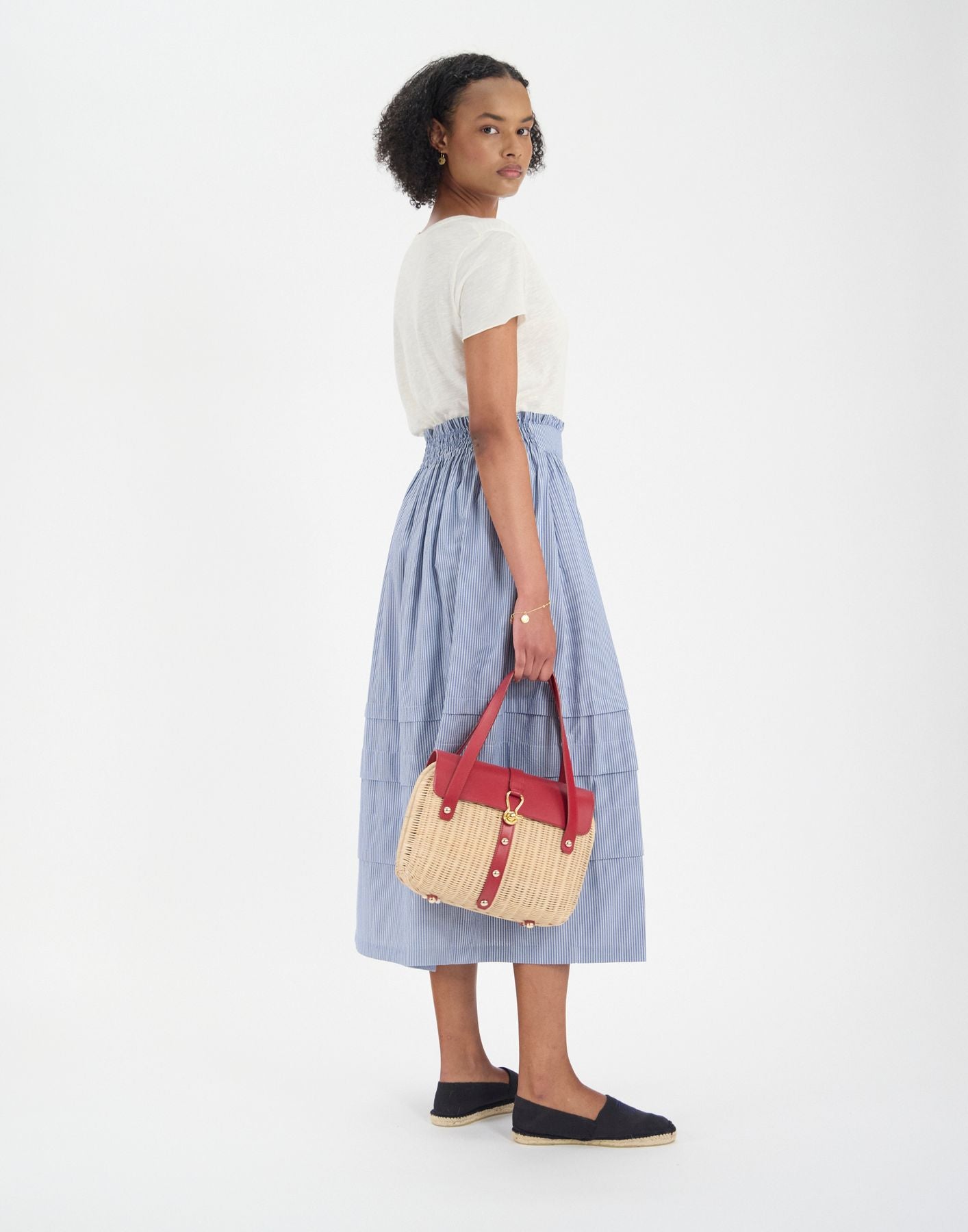 Gonna lunga Héloïse in cotone blu