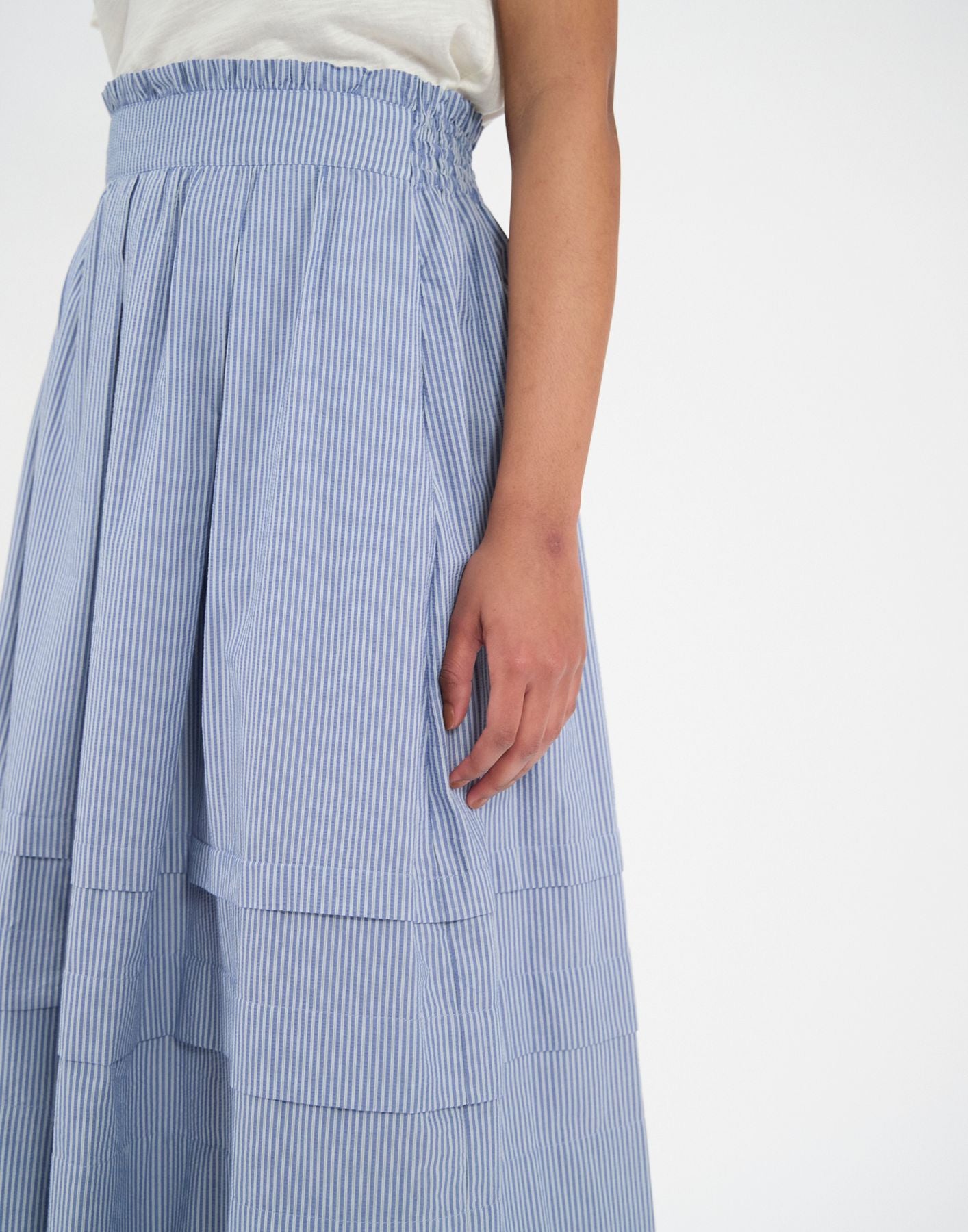Gonna lunga Héloïse in cotone blu