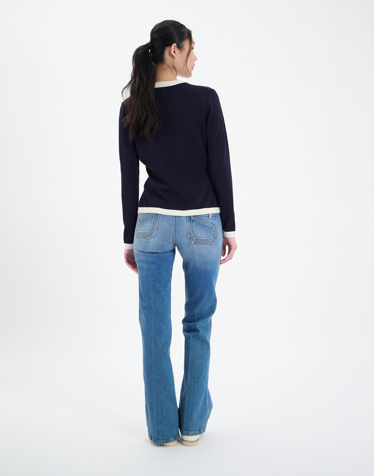 Cardigan Corentin in seta e cotone color navy