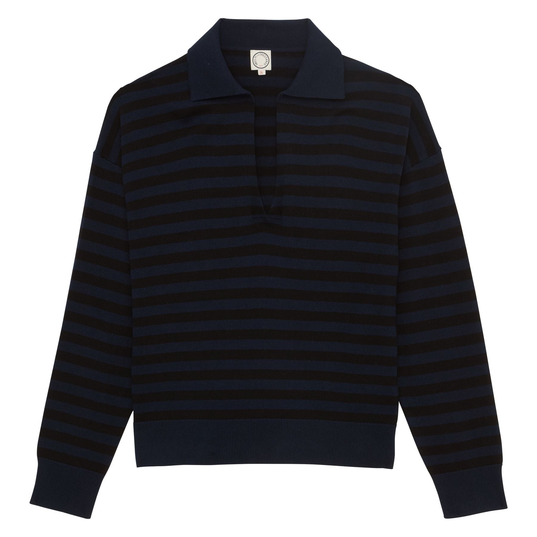 Teo Pullover aus marinefarbener Baumwolle mit Streifen