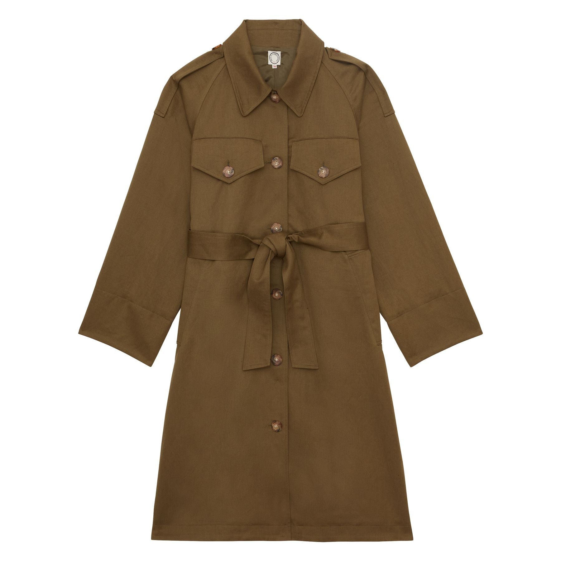 Trench Vera en coton et lin kaki