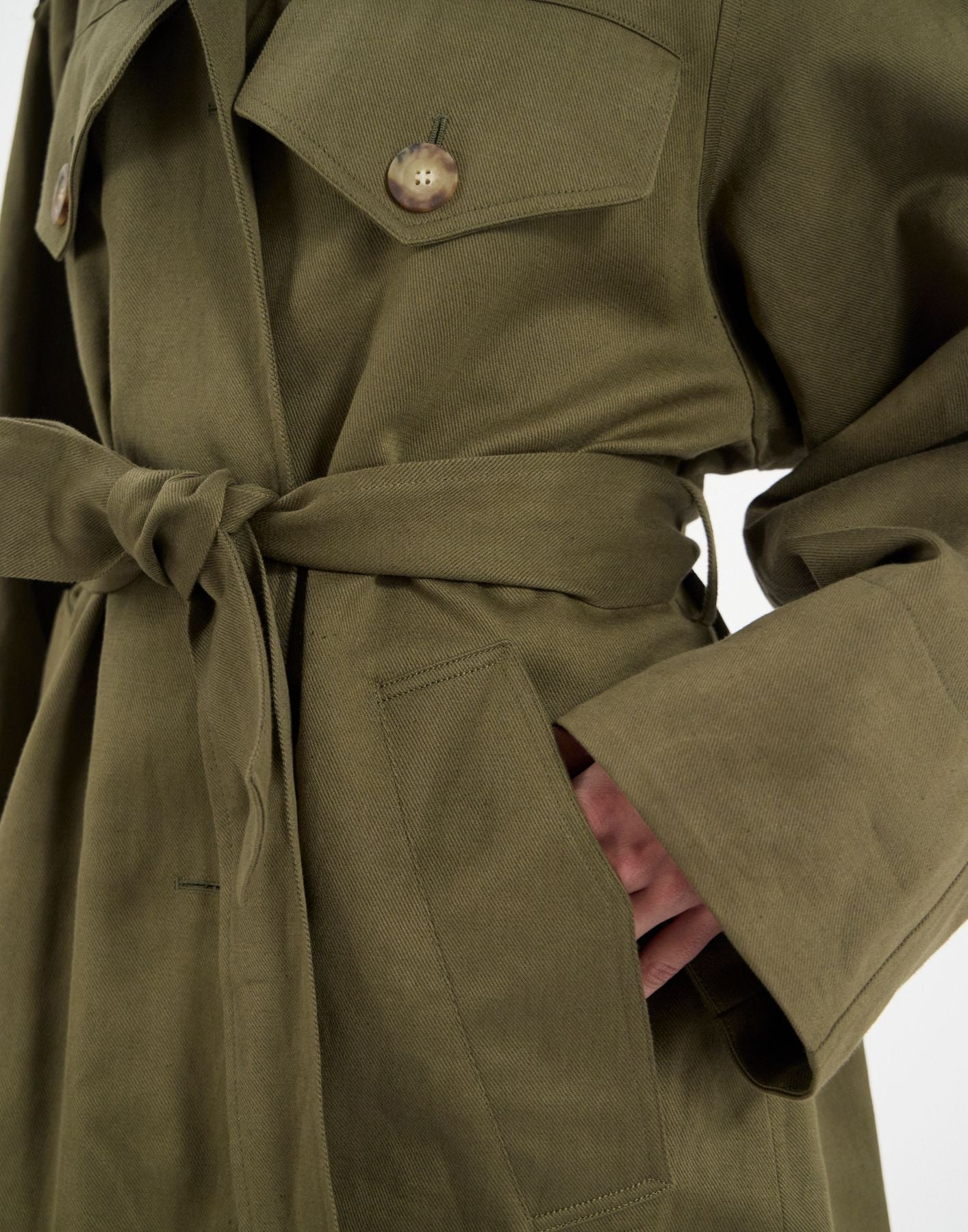 Trench Vera en coton et lin kaki