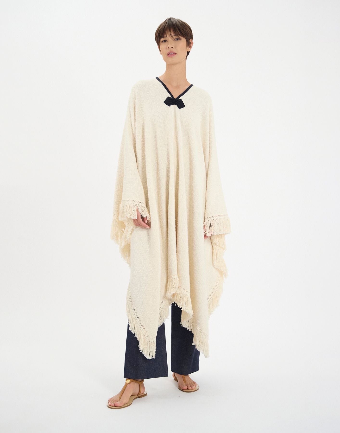 Poncho Gonzalo en coton écru