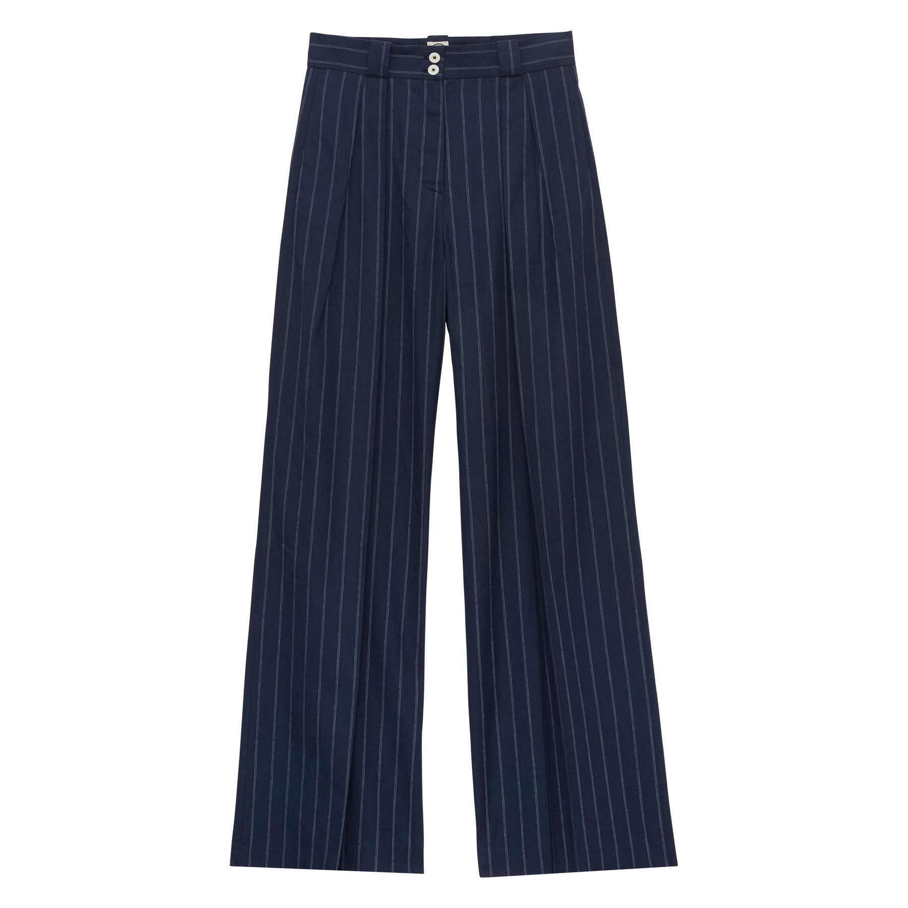 Pantalón Marlène en mezcla de lino azul marino