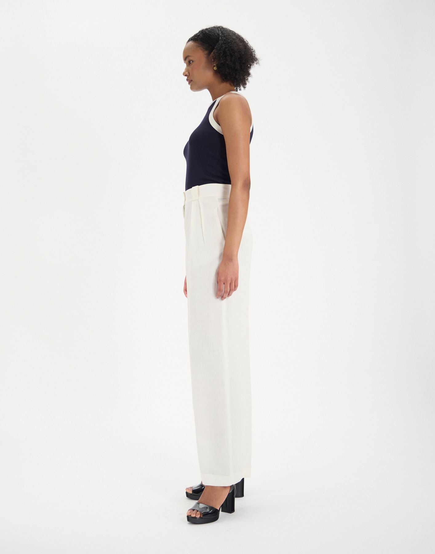 Pantalón Marlène de lino blanco