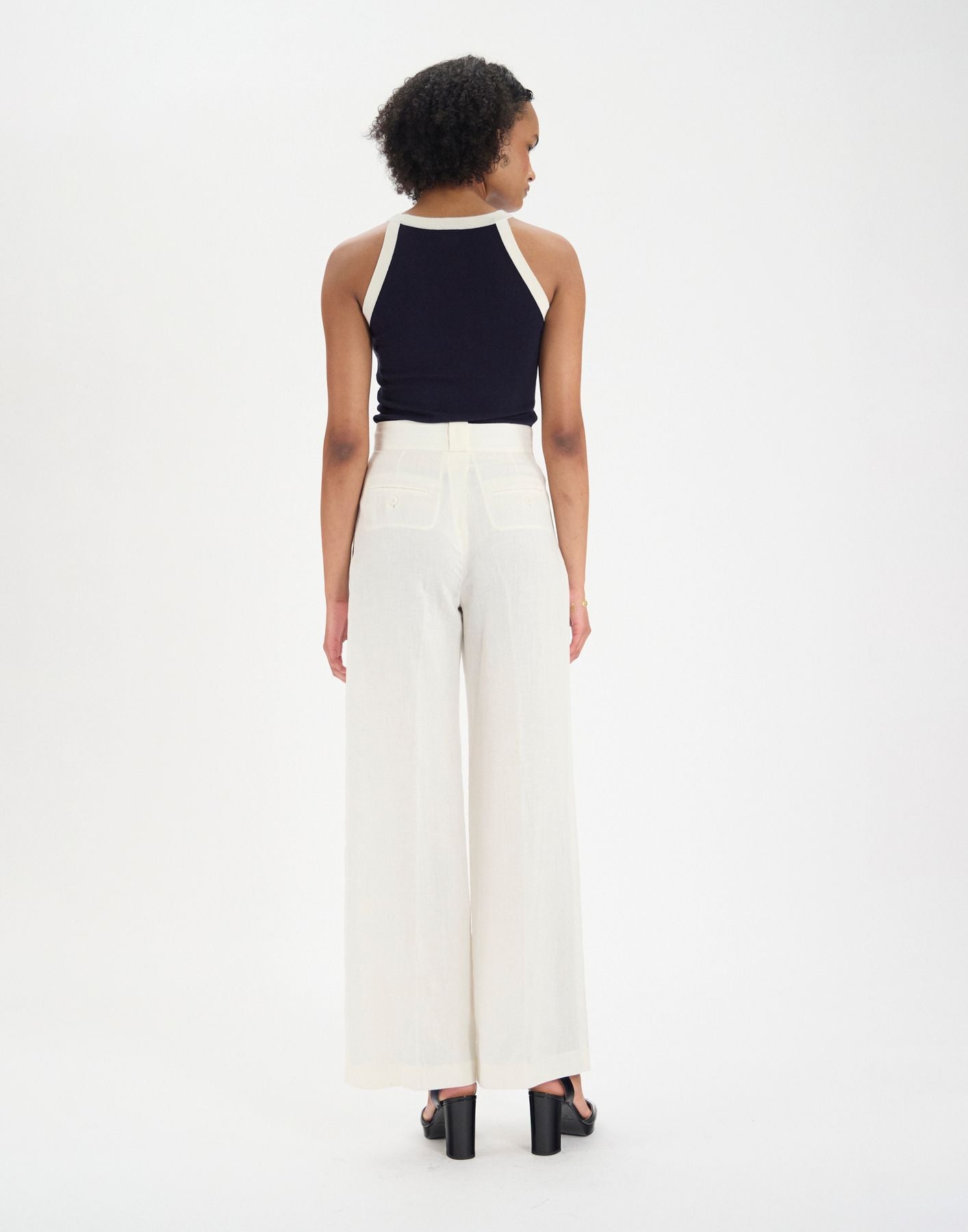 Pantalón Marlène de lino blanco