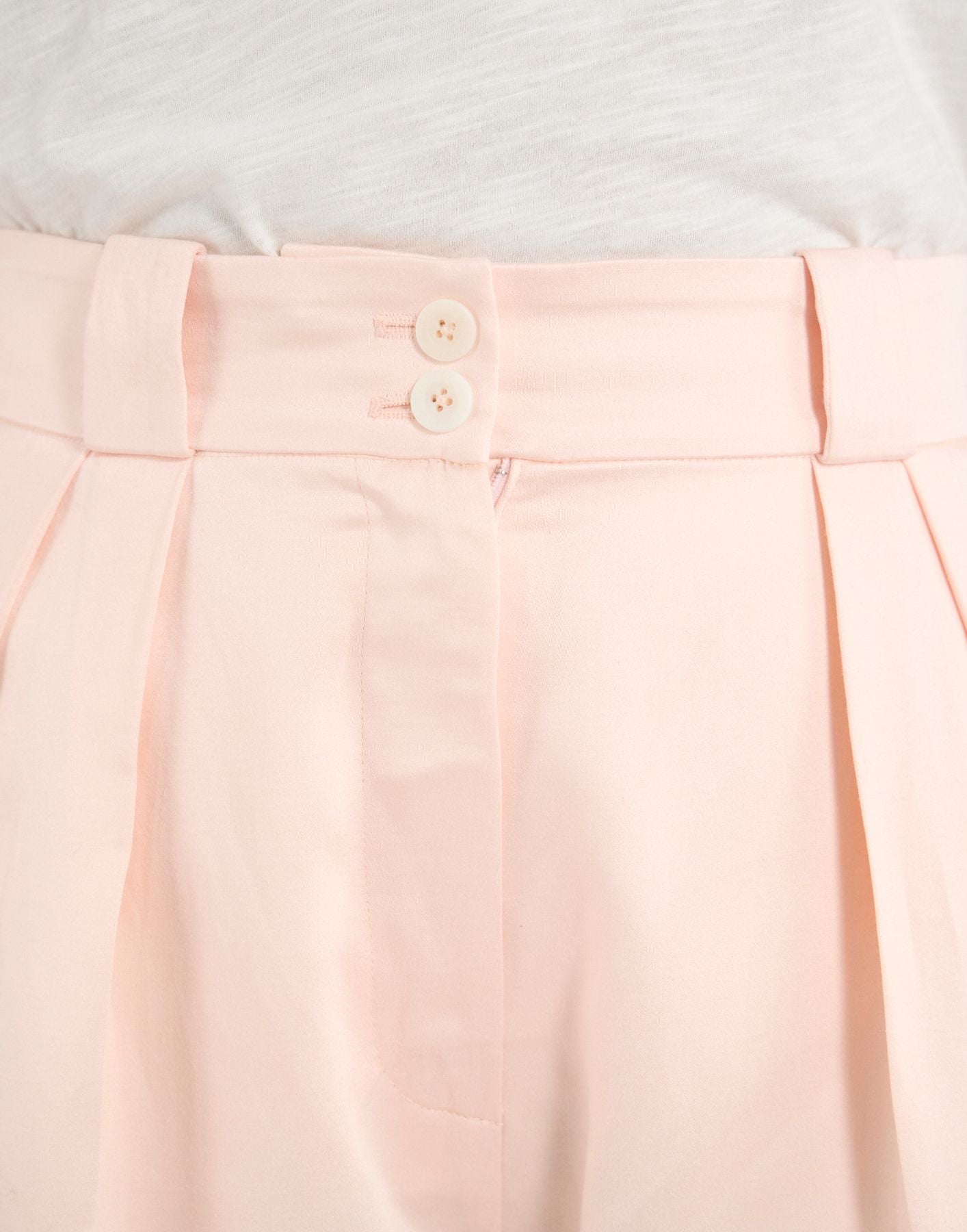 Pantalón Marlène en mezcla de lino rosa pálido