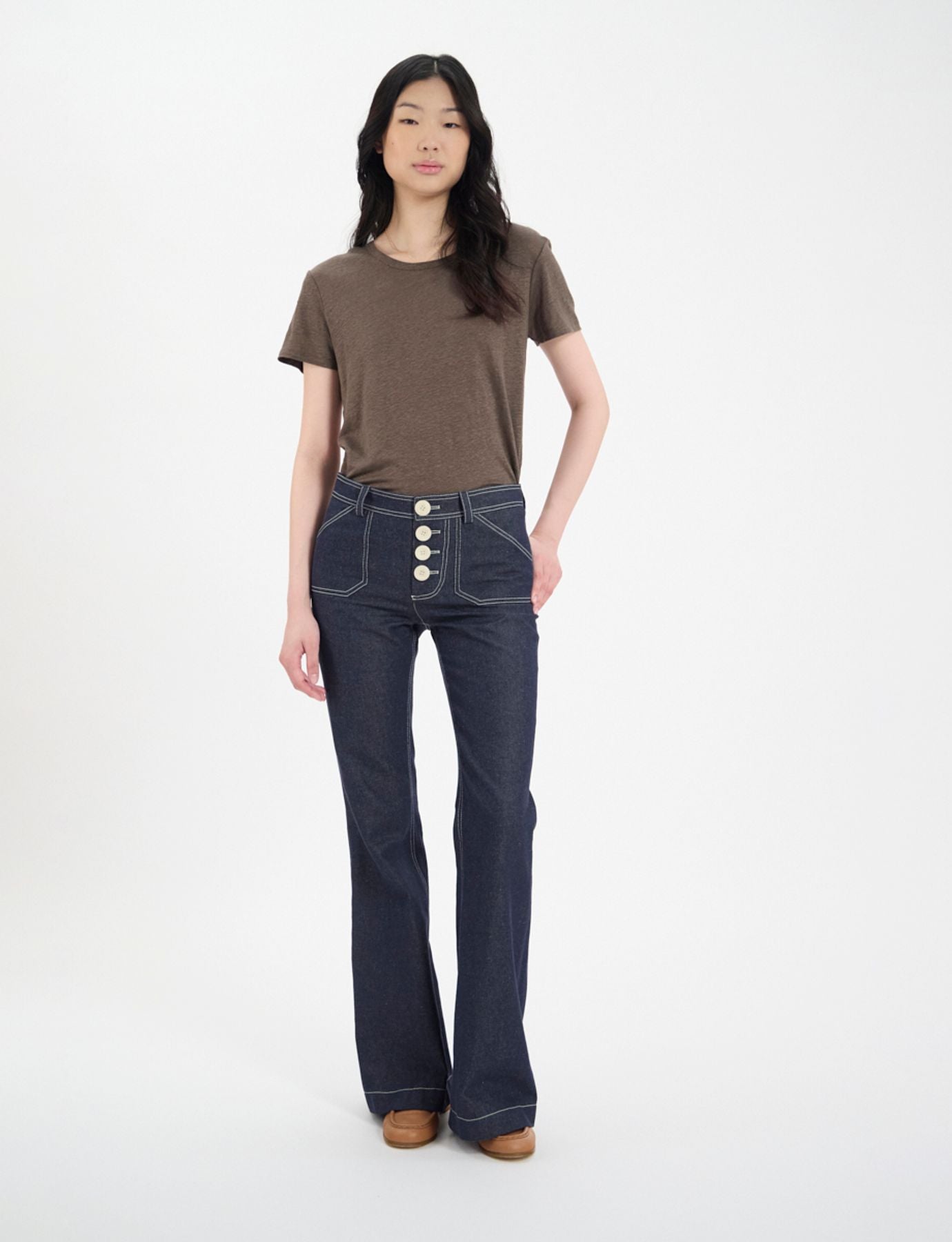 Pantalon Charlotte en coton marine